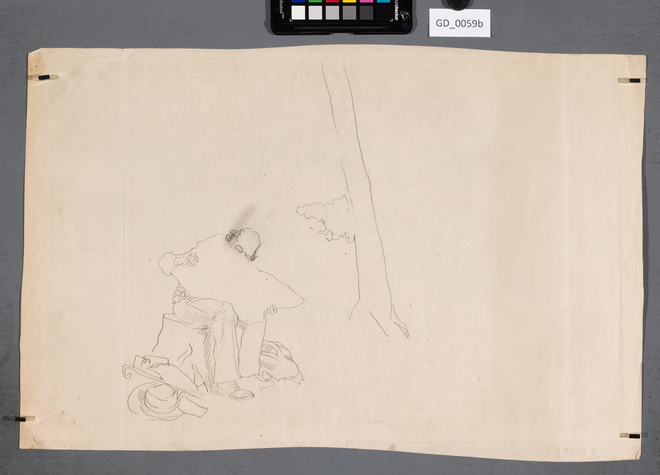 Heinrich Hönich; Kresba kontur - čtenář novin; Kresba; 37 x 54,6; revers