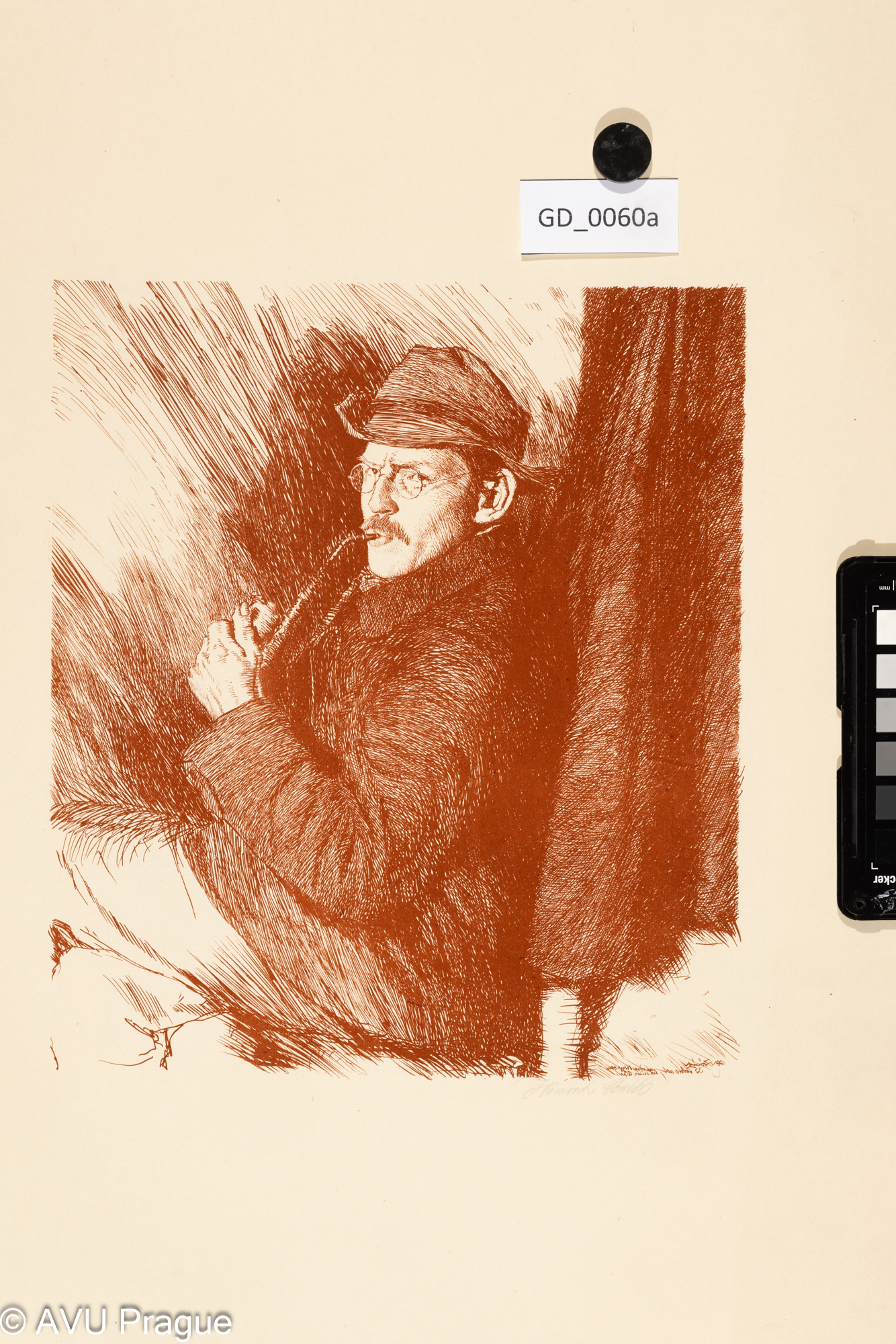 Heinrich Hönich; AutoportrétLitografie - kresba perem;27 x 23,7;57,4 x 42,3