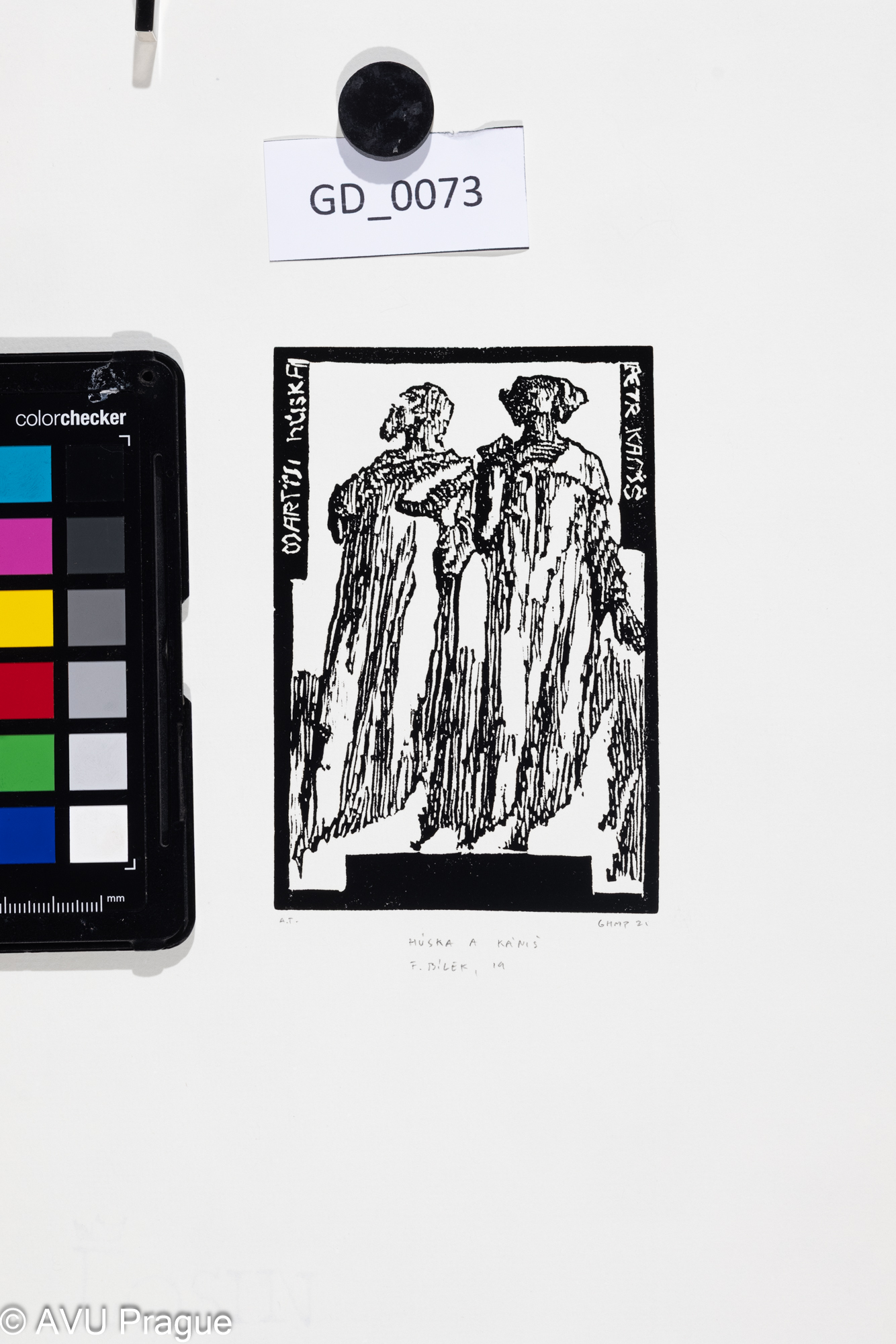 František Bílek; Húska a Kániš;Dřevoryt; 11,8 x 8; 32 x 21,2;Bílek - novotisky z originálních matric GHMPtisk 2021