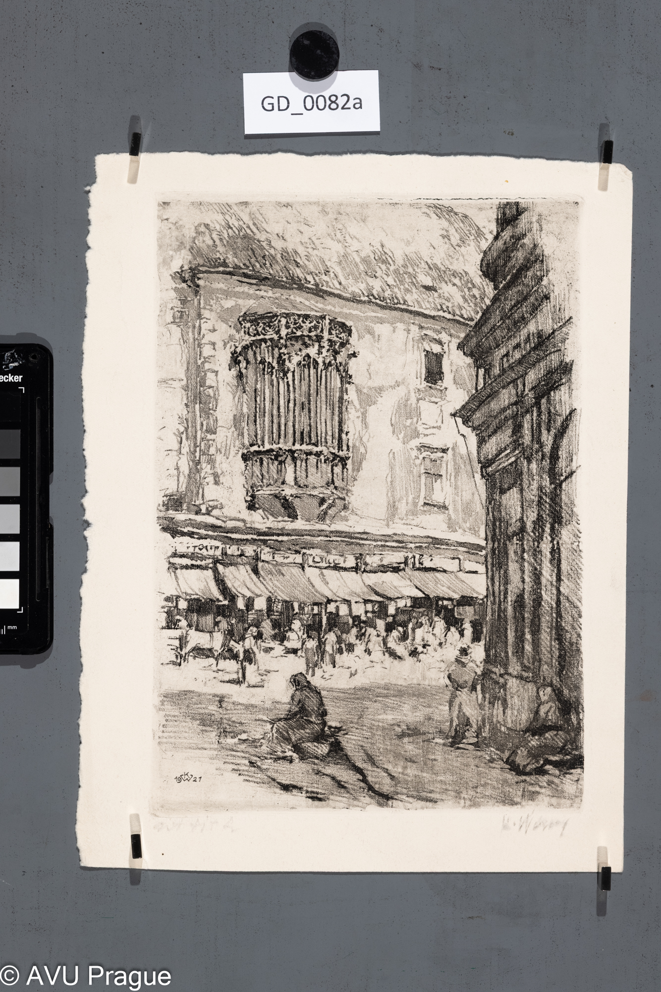 W.K.; Ovocný trh u Karlovy univerzity; 1921; Měkký kryt;17,5 x 25;28,9 x 22