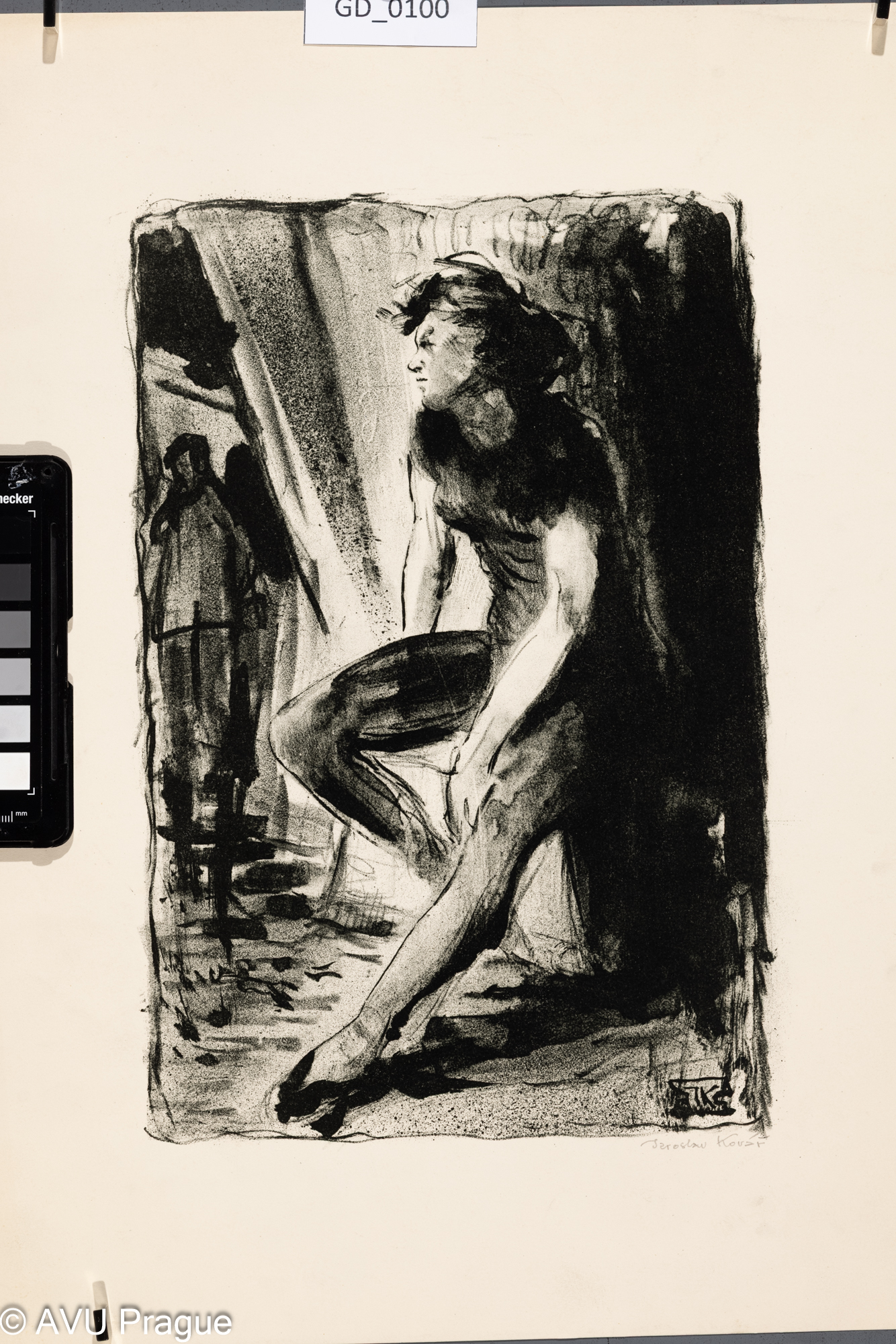 Jaroslav Kovář; Stojící dívka;Litografie; 30 x 20; 42, 8 x 31;Silovský