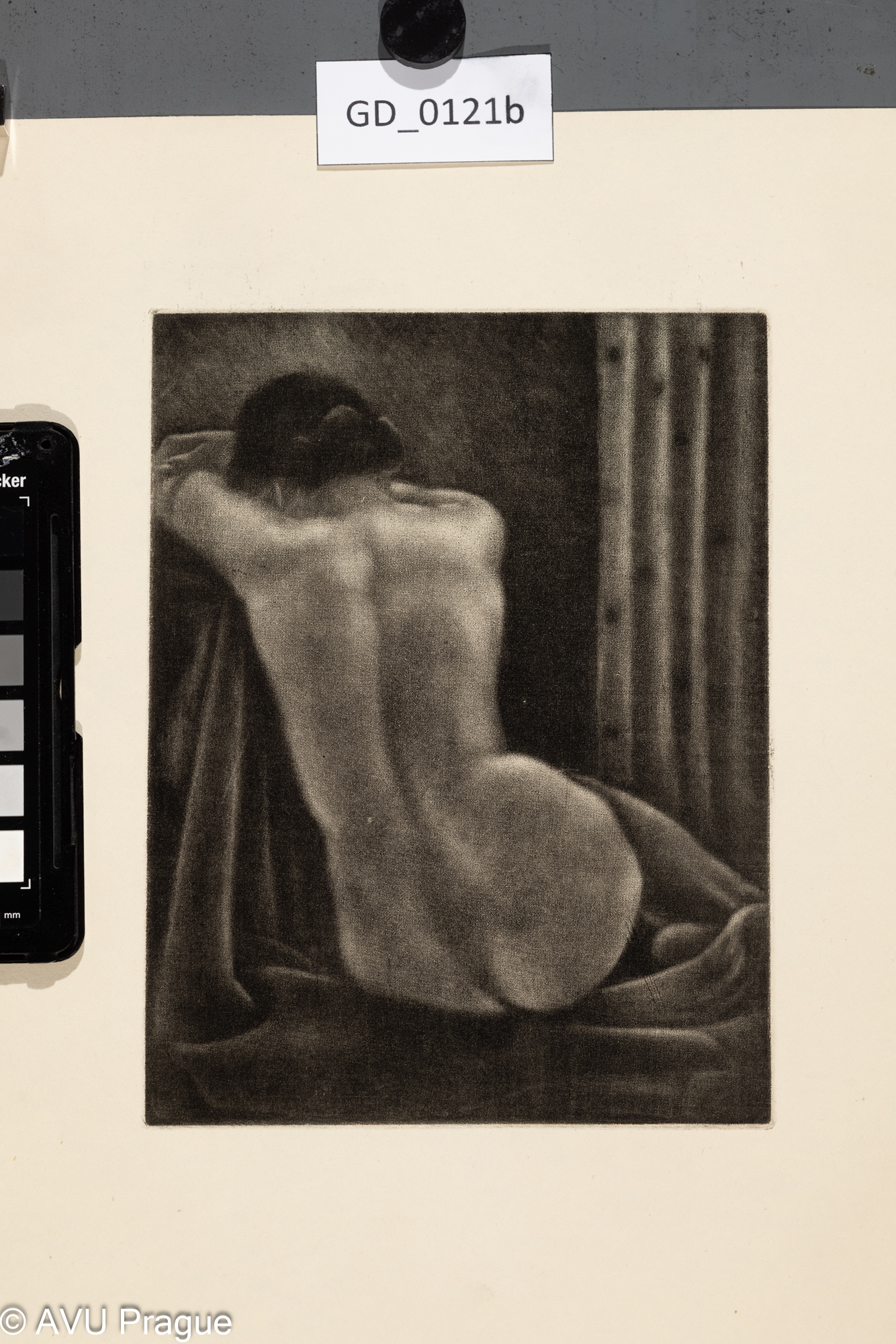 Nezjištěn; akt - dívčí záda; Mezzotinta; 18,8 x 14,5; 34 x 24