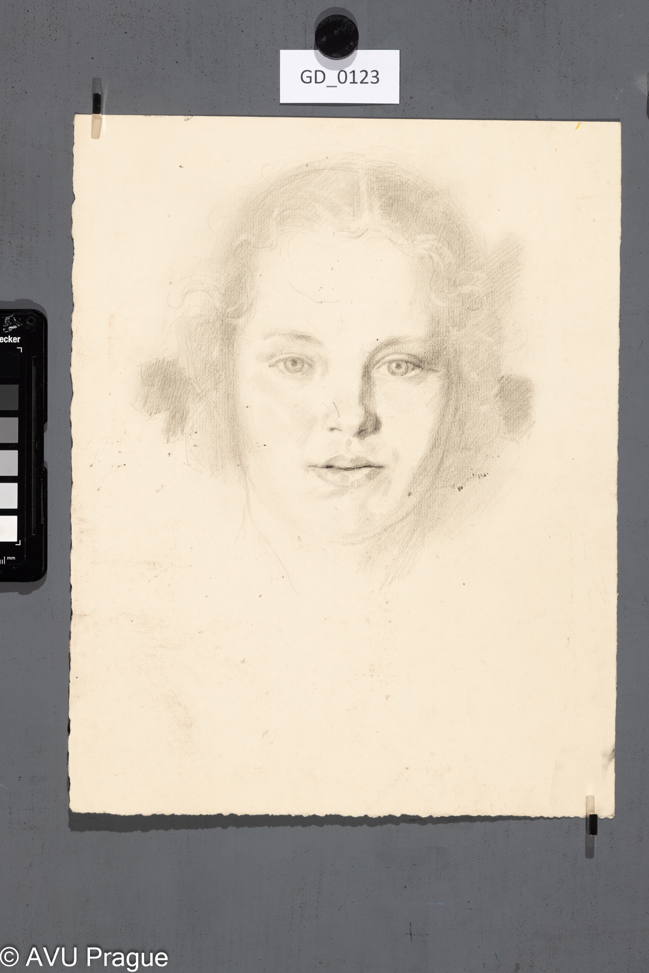 Nezjištěn; Dívčí hlava; Kresba; 32 x 25