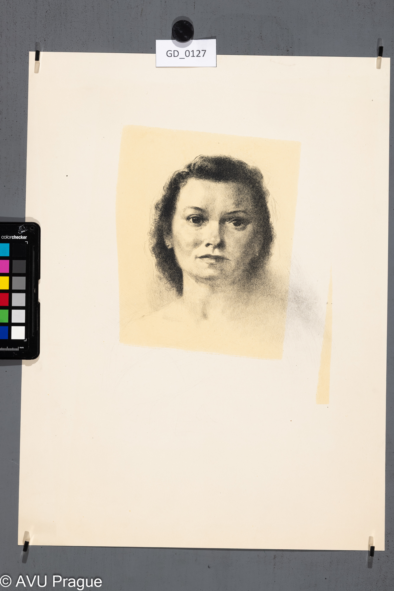 Nezjištěn; Hlava mladé dámy;Litografie - podtisk; 24, 4 x 20,1;45 x 33,2