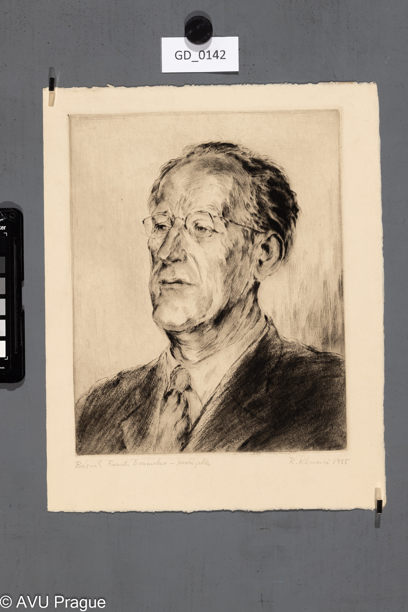 Rudolf Klimovič; Basník František Branislav;1955; Suchá jehla;24,8 x 20; 30,5 x 24,3; Silovský