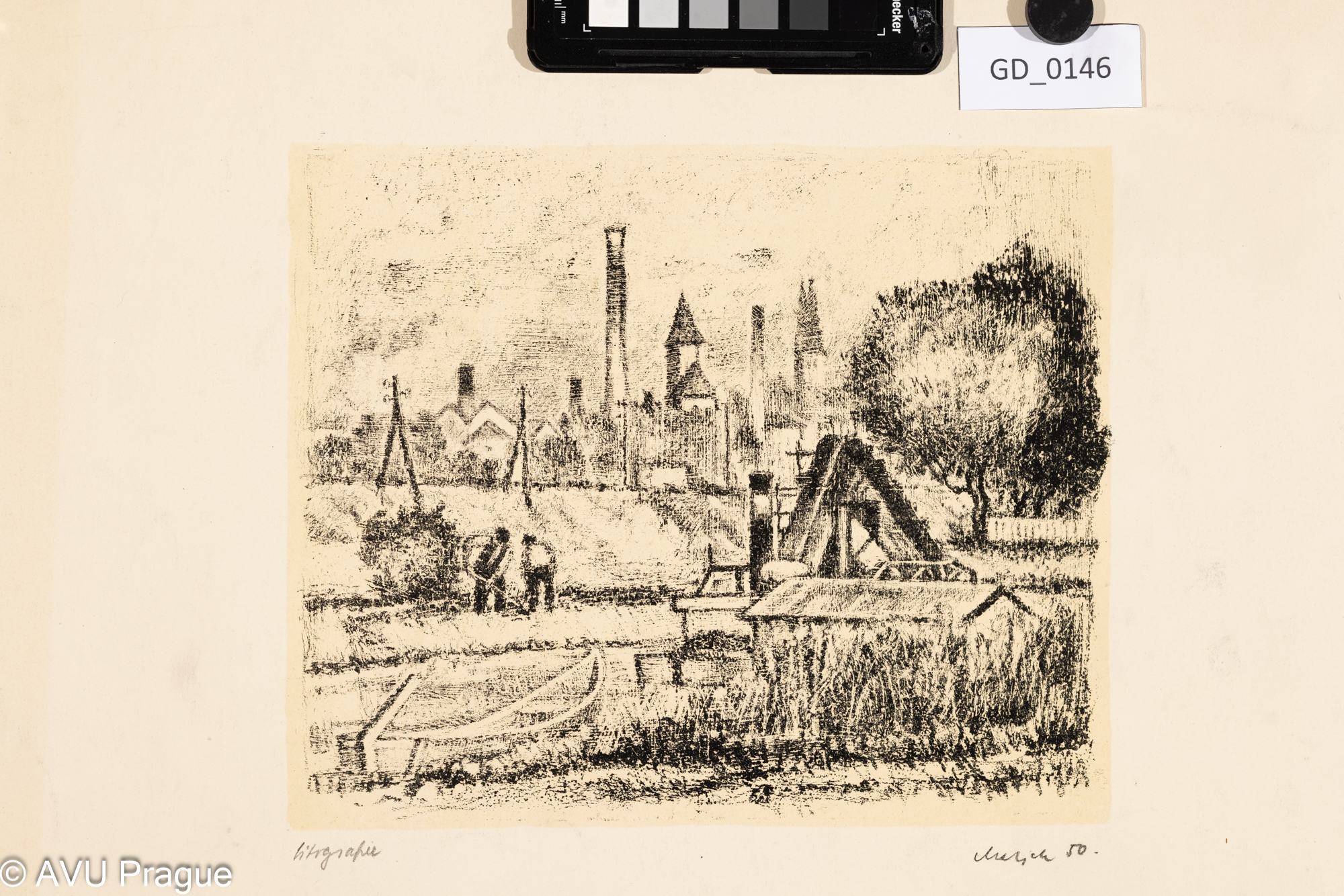 Karel Malich; Krajina; 1950;Litografie, podtisk; 20,5 x 25;35,3 x 50,2; Silovský