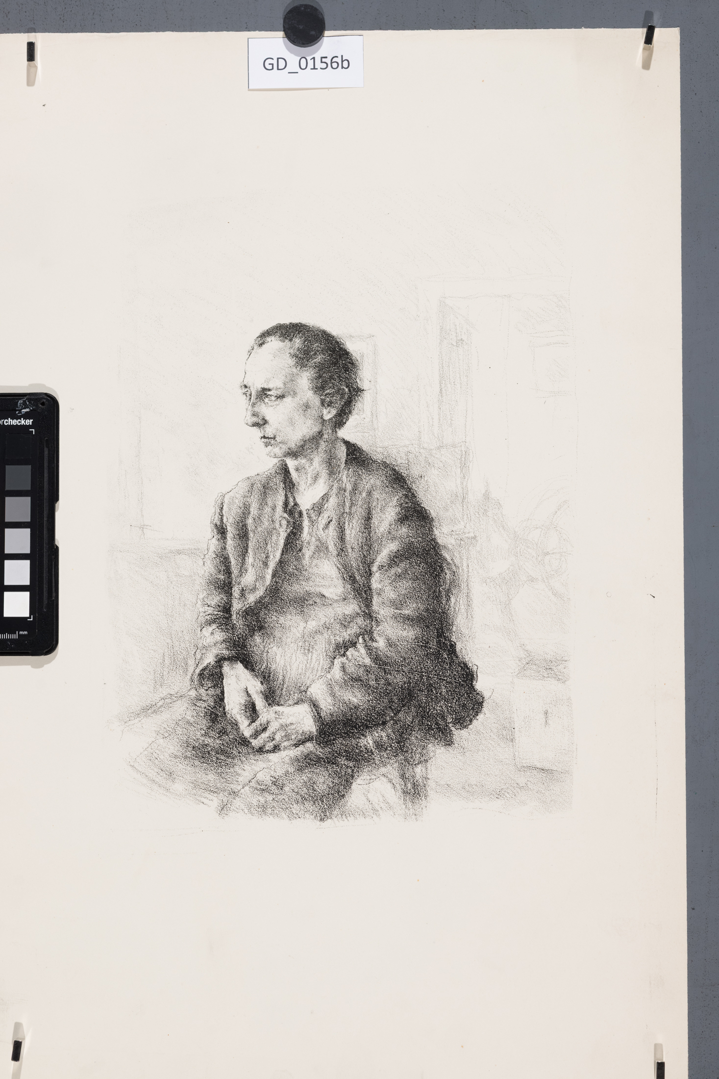 Jarmila Šírová (Dvořáčková);Sedicí žena; Litografie; 32,5 x 28;51 x 35; Silovský