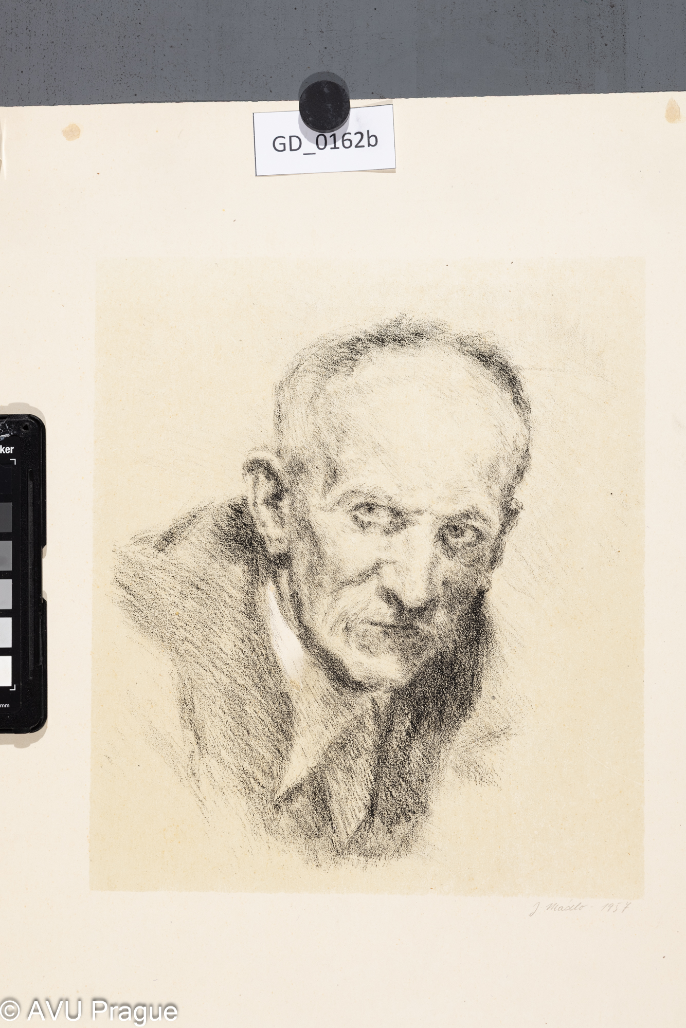 Jiří Mádlo; Portrét muže; 1957;Litografie - podtisk; 24,5, x 21,6;40,5 x 34,5; Silovský