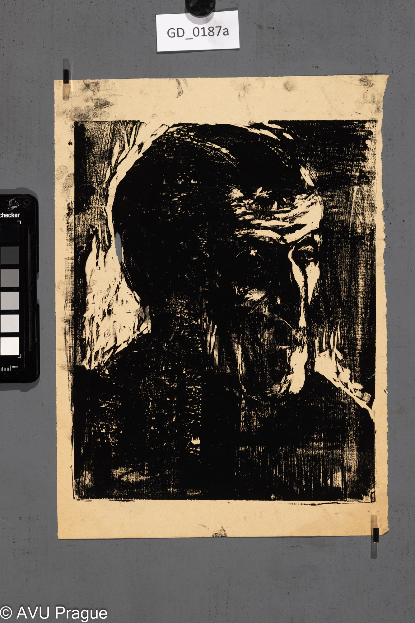 Aleš Veselý ?; Mužská hlava;Dřevořez; 25 x 20; 30,5 x 22,3;Silovský