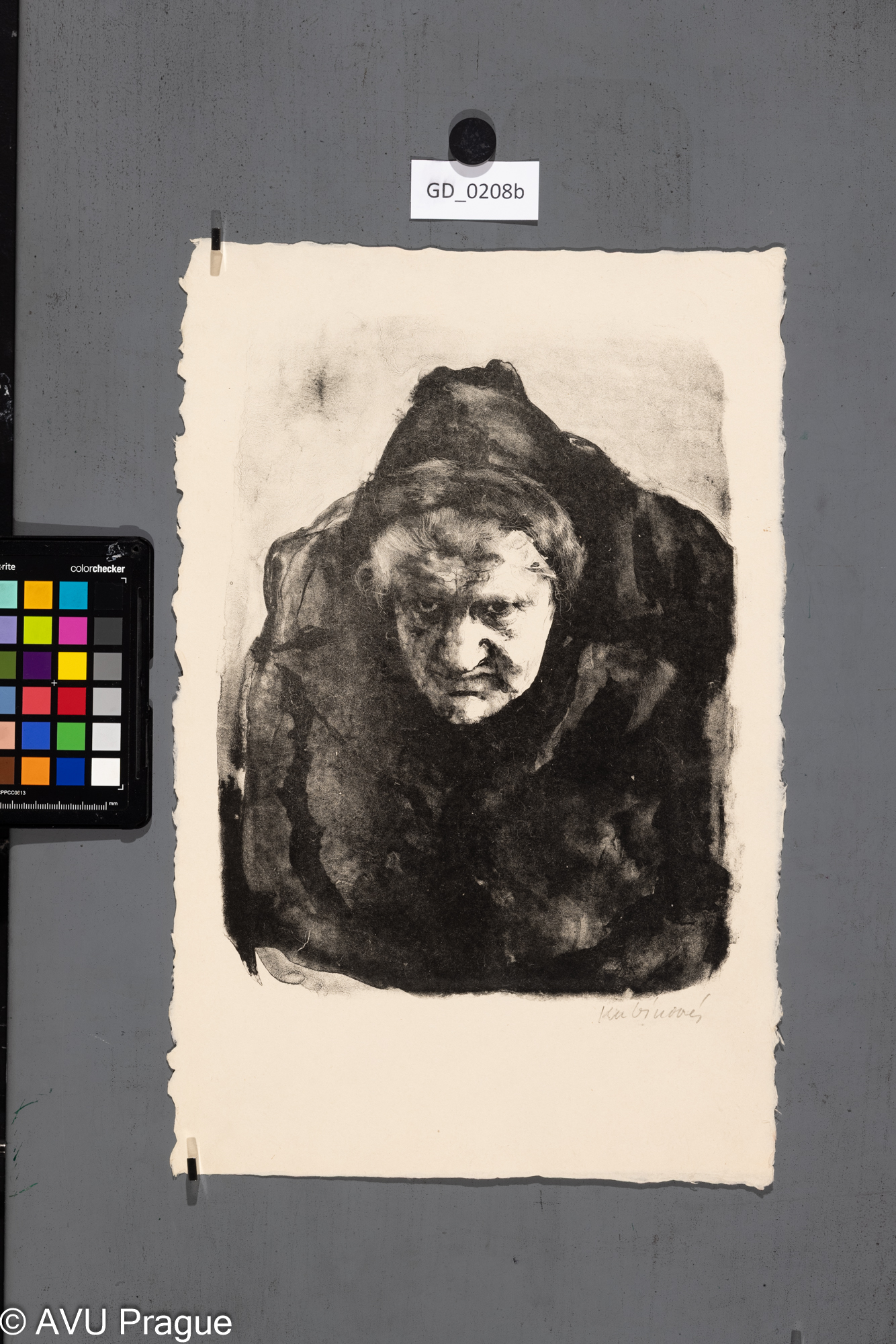 Jiřina Kubínová, Prodavačka novin,1955, Litografie - tuž, 29,5 x 23,6,39,5 x 26, Silovský