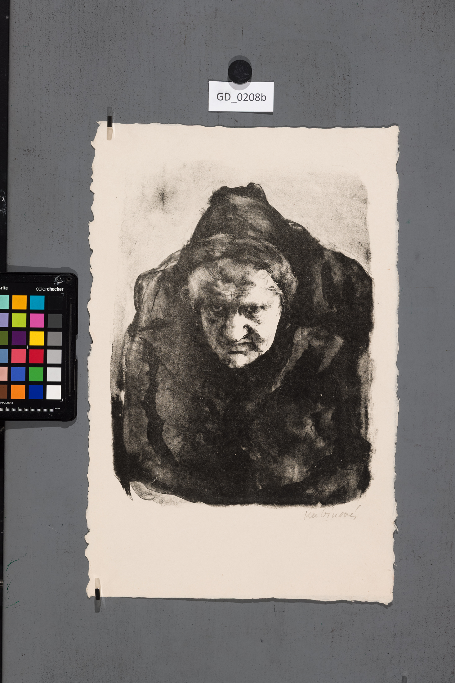 Jiřina Kubínová, Prodavačka novin,1955, Litografie - tuž, 29,5 x 23,6,39,5 x 26, Silovský
