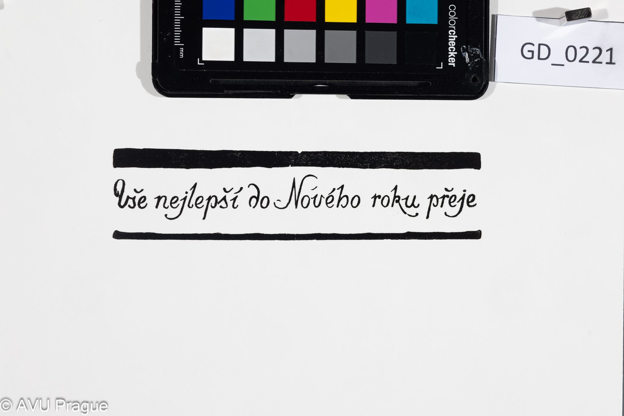 Jiřina Kubínová, Vše nejlepší do nového roku přeje / novoročenka, Dřevoryt, 3,3 x 15,8 , 23,5 x 24,9, Silovskýnovotisk z originální matrice 2023 - nikdy netištěná