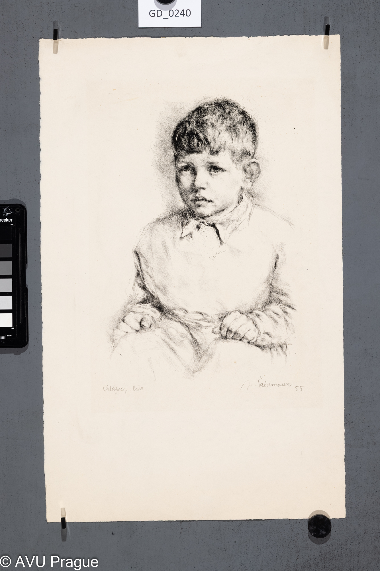 Jiří Šalamoun, Chlapec, 1955,Litografie, 27,5 x 20, 42 x 26,2,Silovský