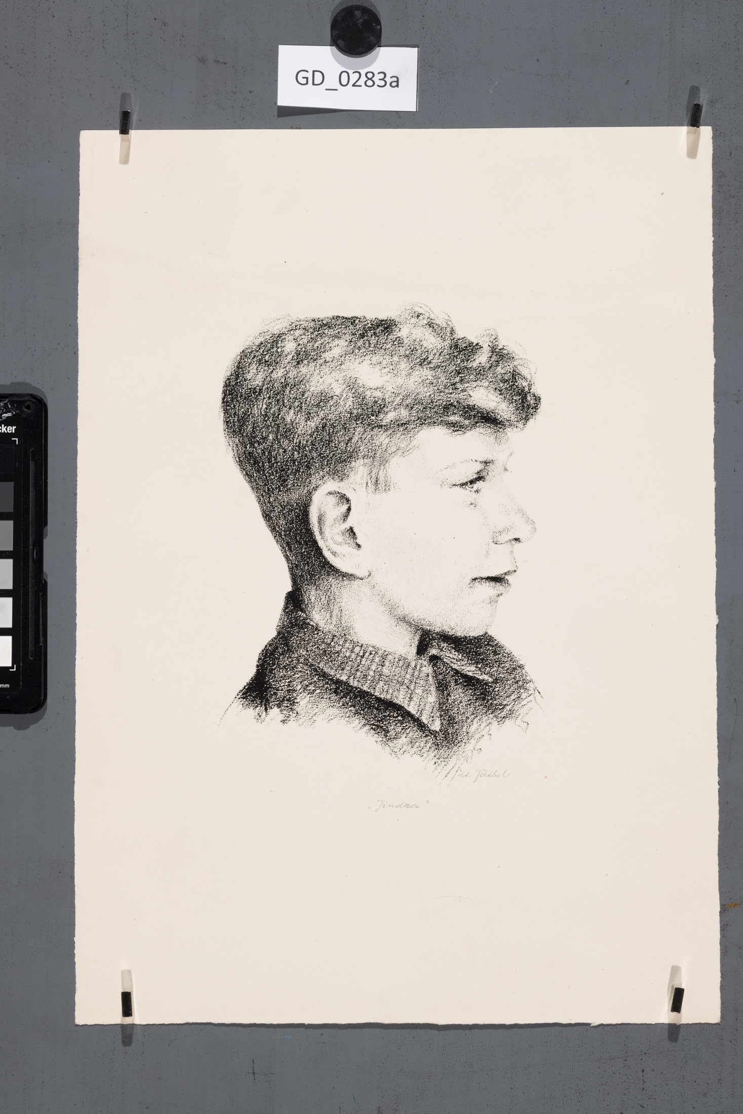 Zdeňek Jeřábek, "Jindra",Litografie, 19 x 16, 35 x 25Pukl