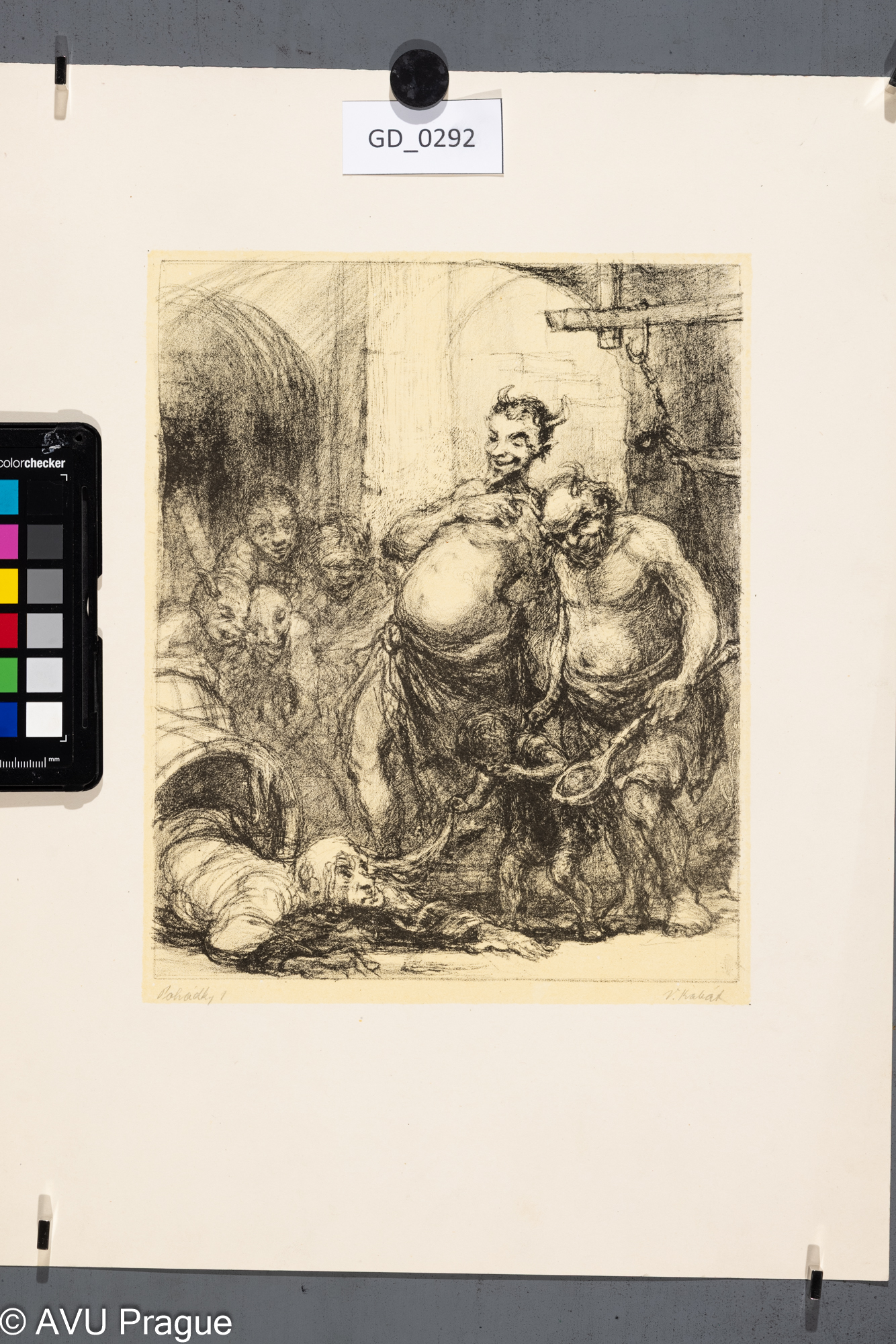 Vaclav Kabát, Pohádky I. - čerti, 1955, Litografie - podtisk, 25,5 x 20,1, 41 x 31,2Pukl