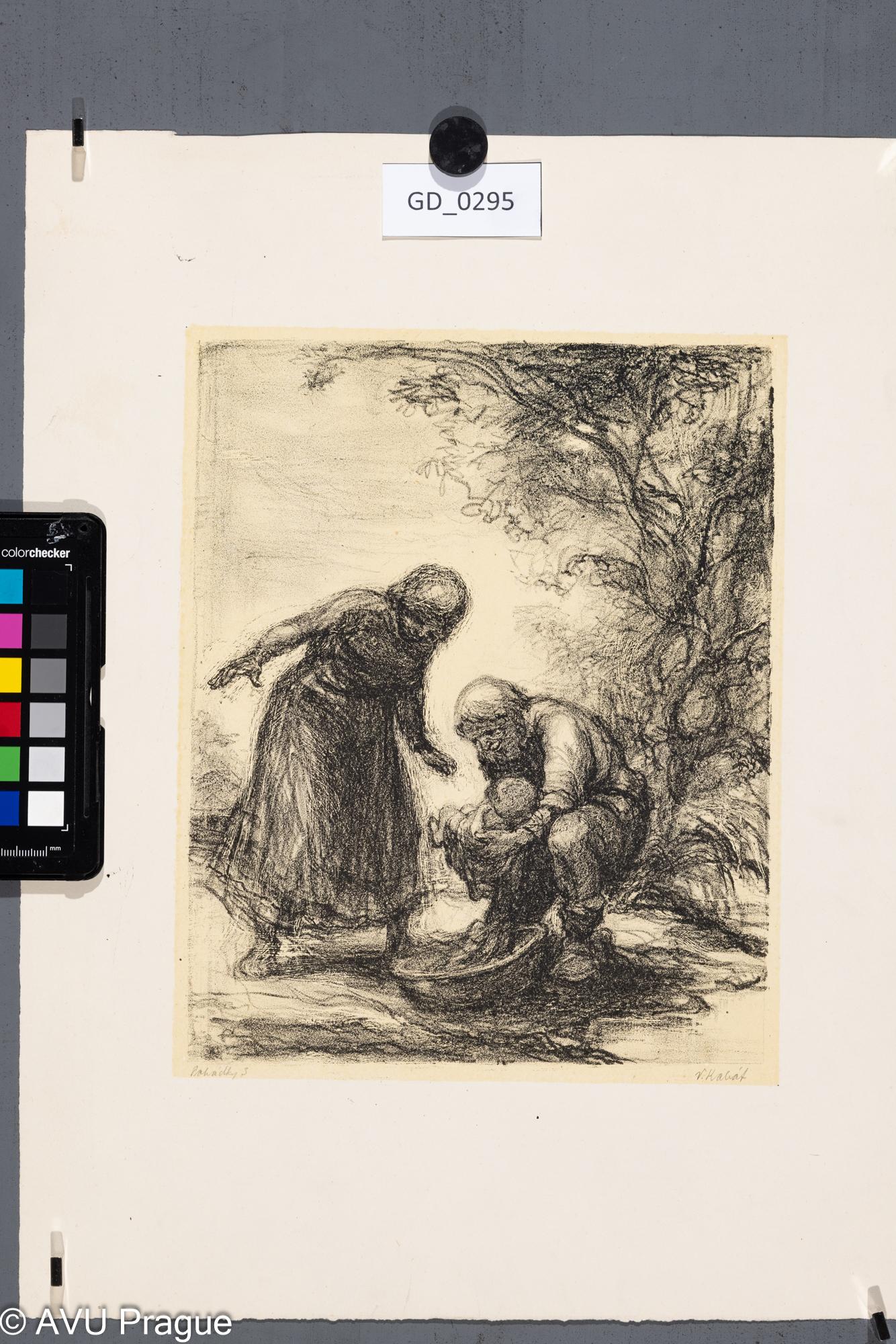 Vaclav Kabát, Pohádky 3 - Plaváček, 1955, Litografie - podtisk, 25,6 x 20,6, 40,8 x 30,6Pukl