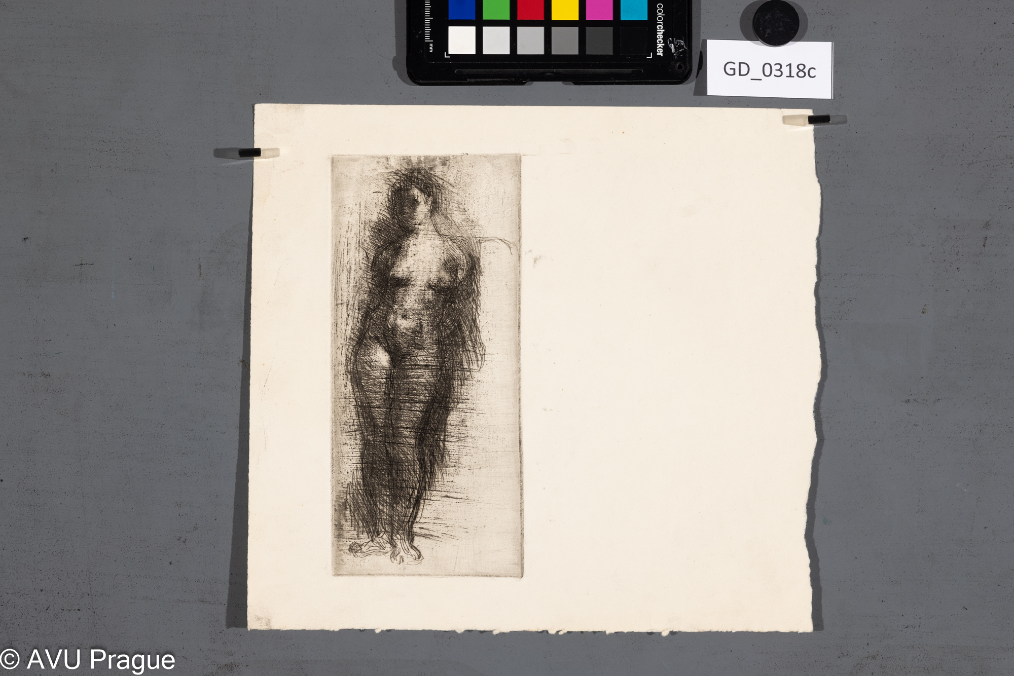 Karel Paták, Ženský akt,Lept, 18,5 x 8,6, 23 x 25, Pukl2. stav