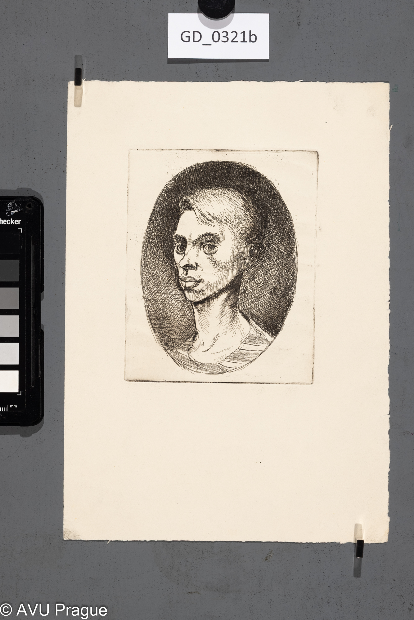 Karel Paták, Hlava mladíka (autoportrét?), Lept, 12,7 x10,3,25,1 x 17,6, Pukl