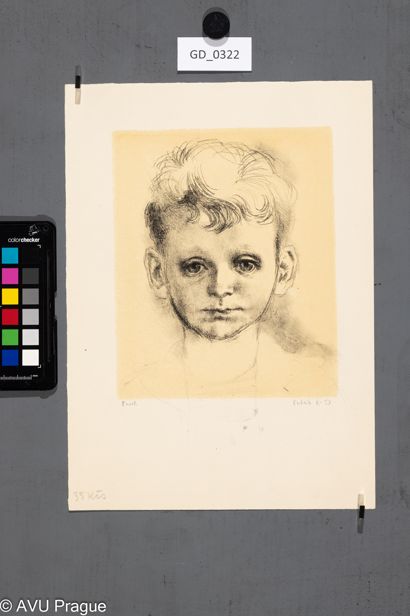 Karel Paták, Pavel, 1953,Litografie - podtisk, 20 x 16,3 ,31,6 x 22,6, Pukl