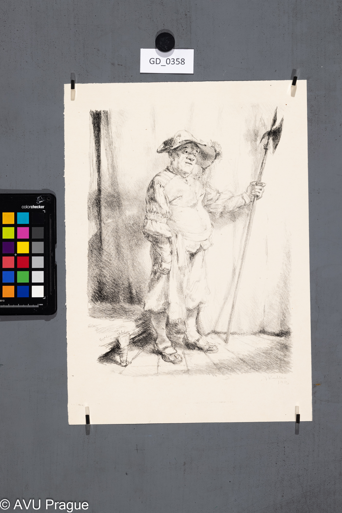 Jaroslav Kadlec, Model v hostorickém oděvu III., 1953,Litografie, 27,5 x 20,8, 35,2 x 25,1Pukl