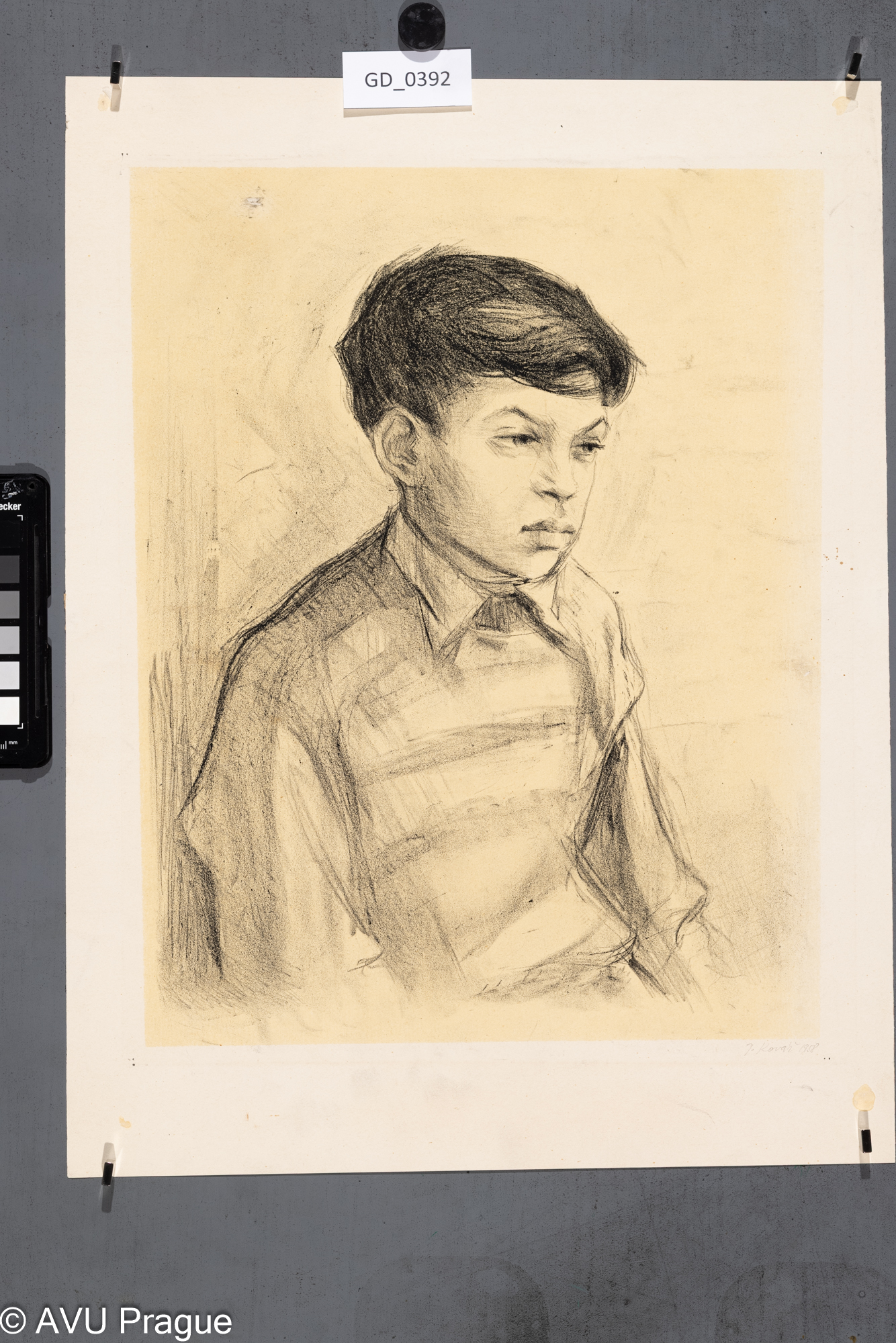 Jaroslav Kovář, Portrét chlapce, 1958, Litografie - podtisk, 37 x 28,3, 46,2 x 35,3, Tittelbach (64)