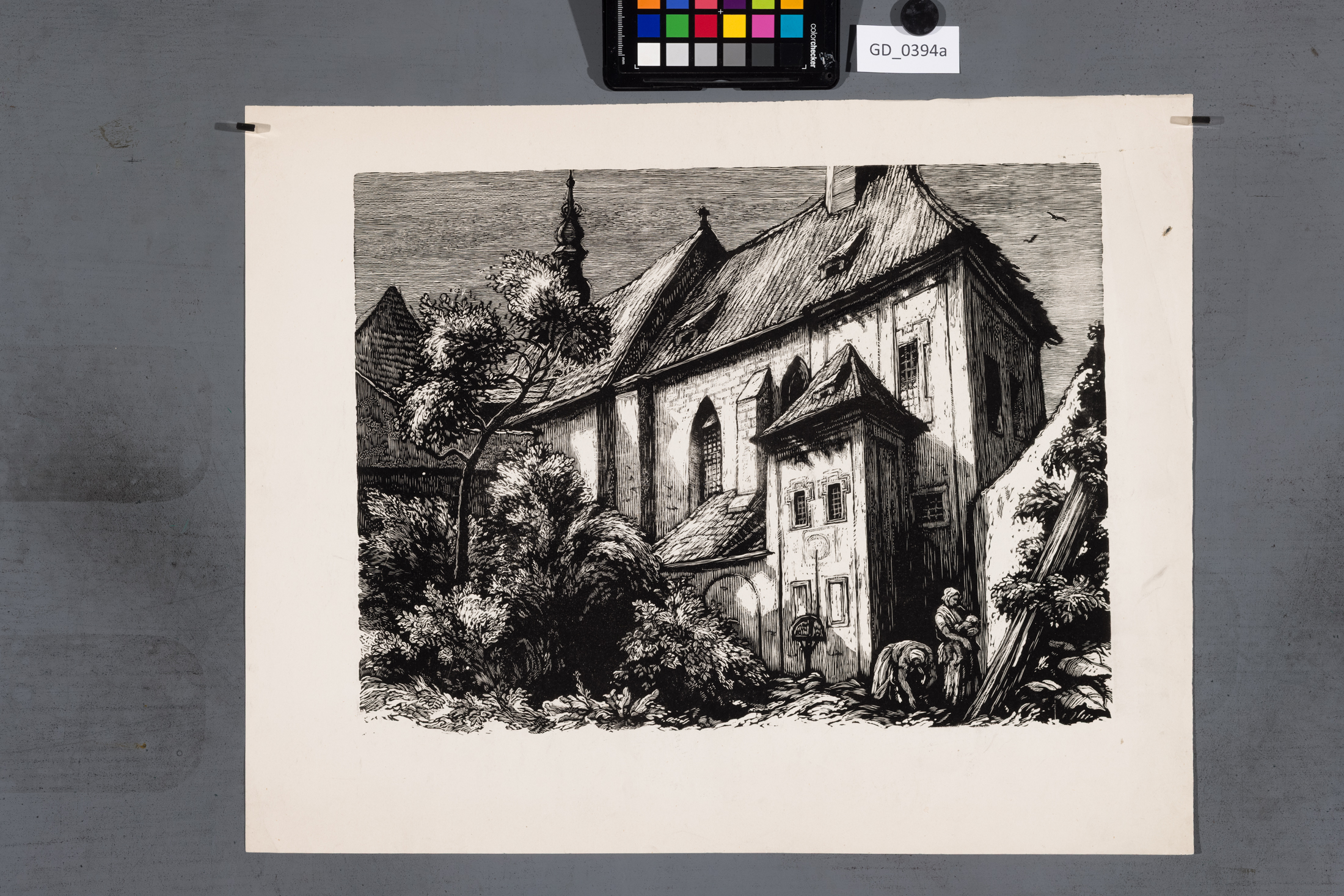 Neurčen, Žánrový výjev s kostelíkem, Dřevoryt,29 x 40,40,3 x 50Silovský ?