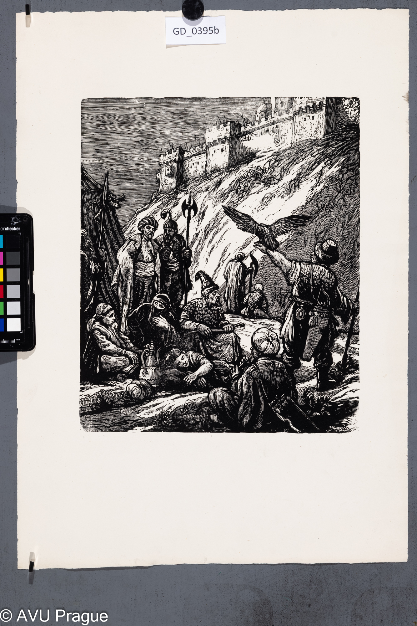 Neurčen, Ilustrace - pod hradbami, Dřevoryt, 30,3 x 25,5,50,5 x 36Silovský ?