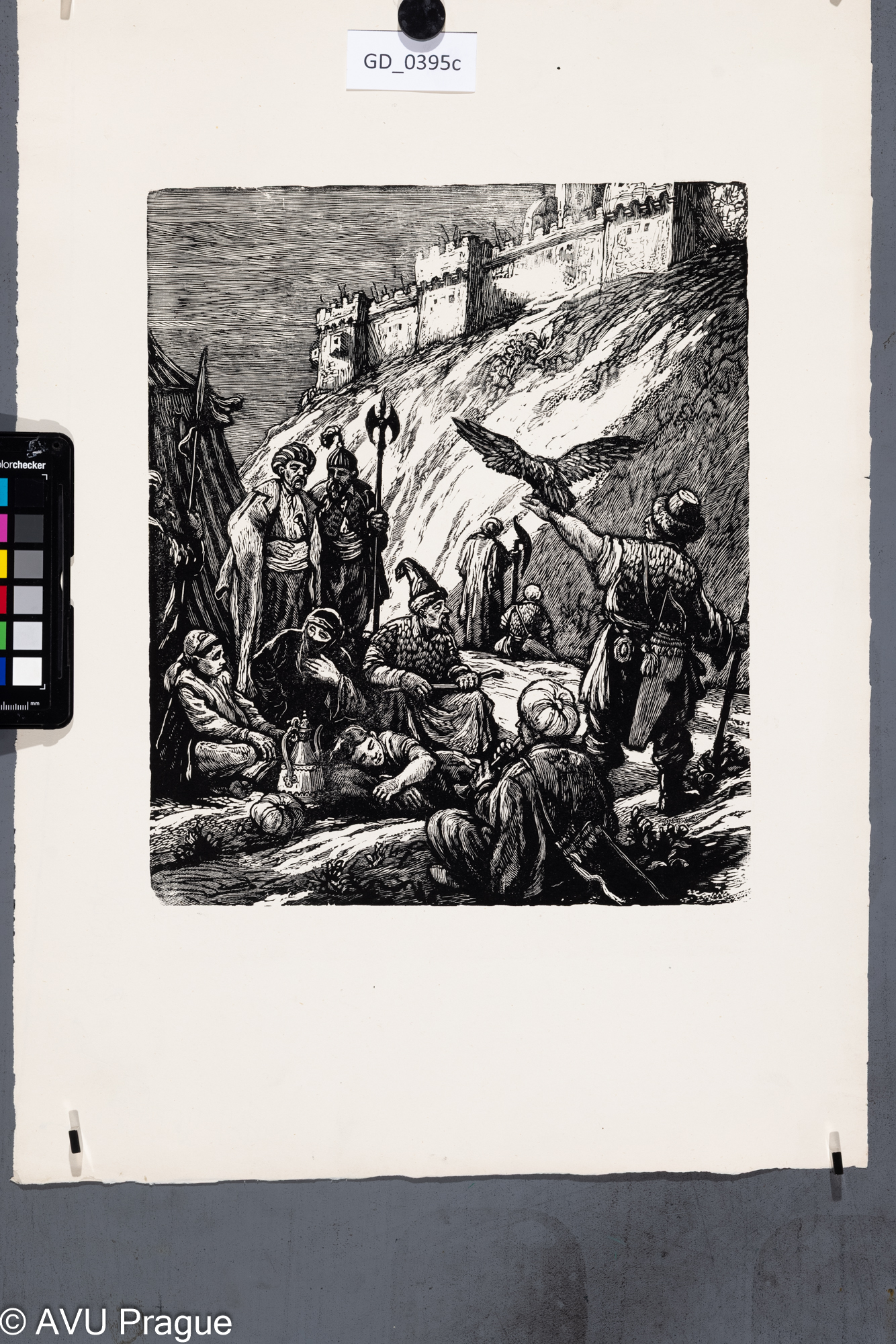 Neurčen, Ilustrace - pod hradbami, Dřevoryt, 30,3 x 25.550,2 x 35,6, Silovský ?