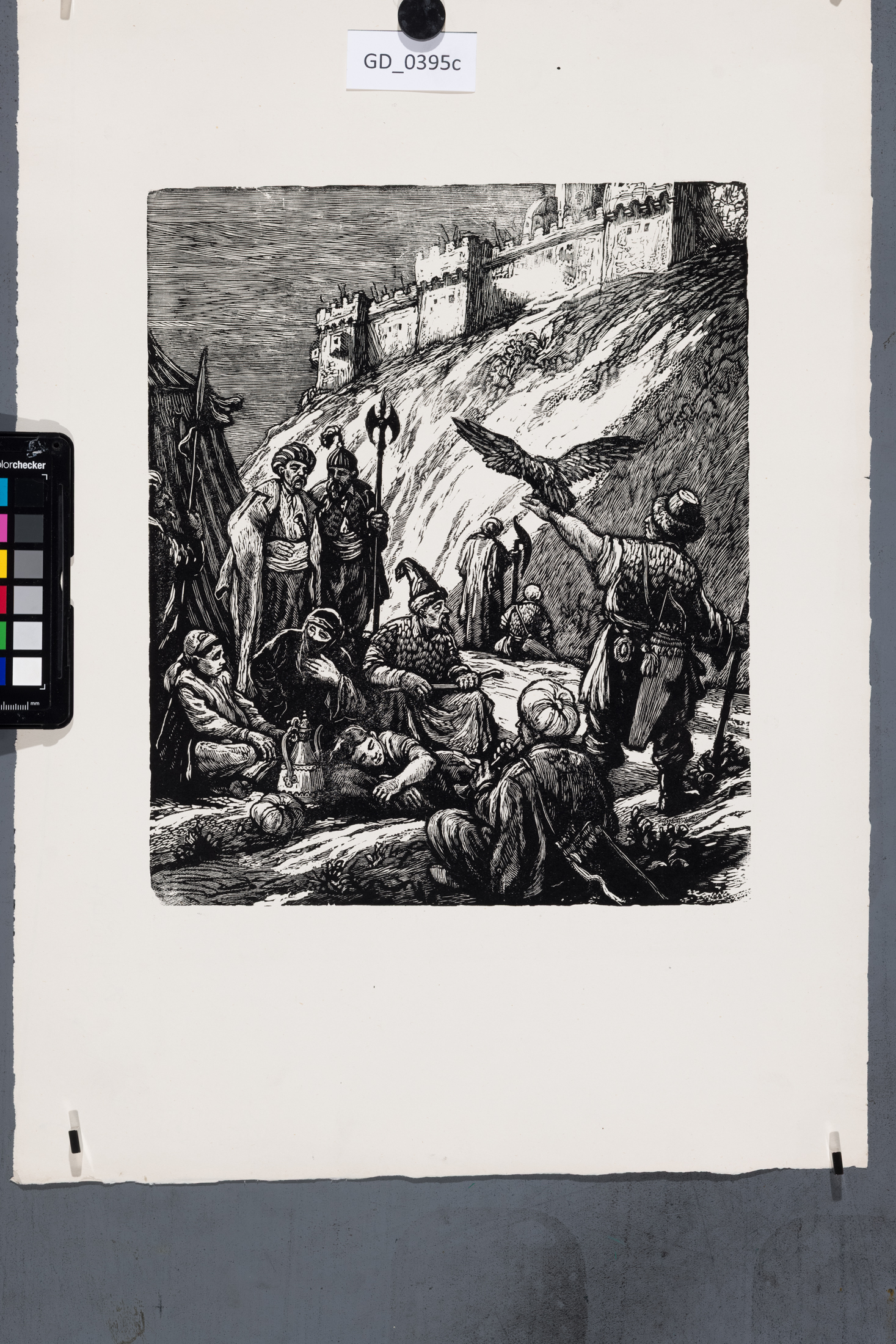 Neurčen, Ilustrace - pod hradbami, Dřevoryt, 30,3 x 25.550,2 x 35,6, Silovský ?
