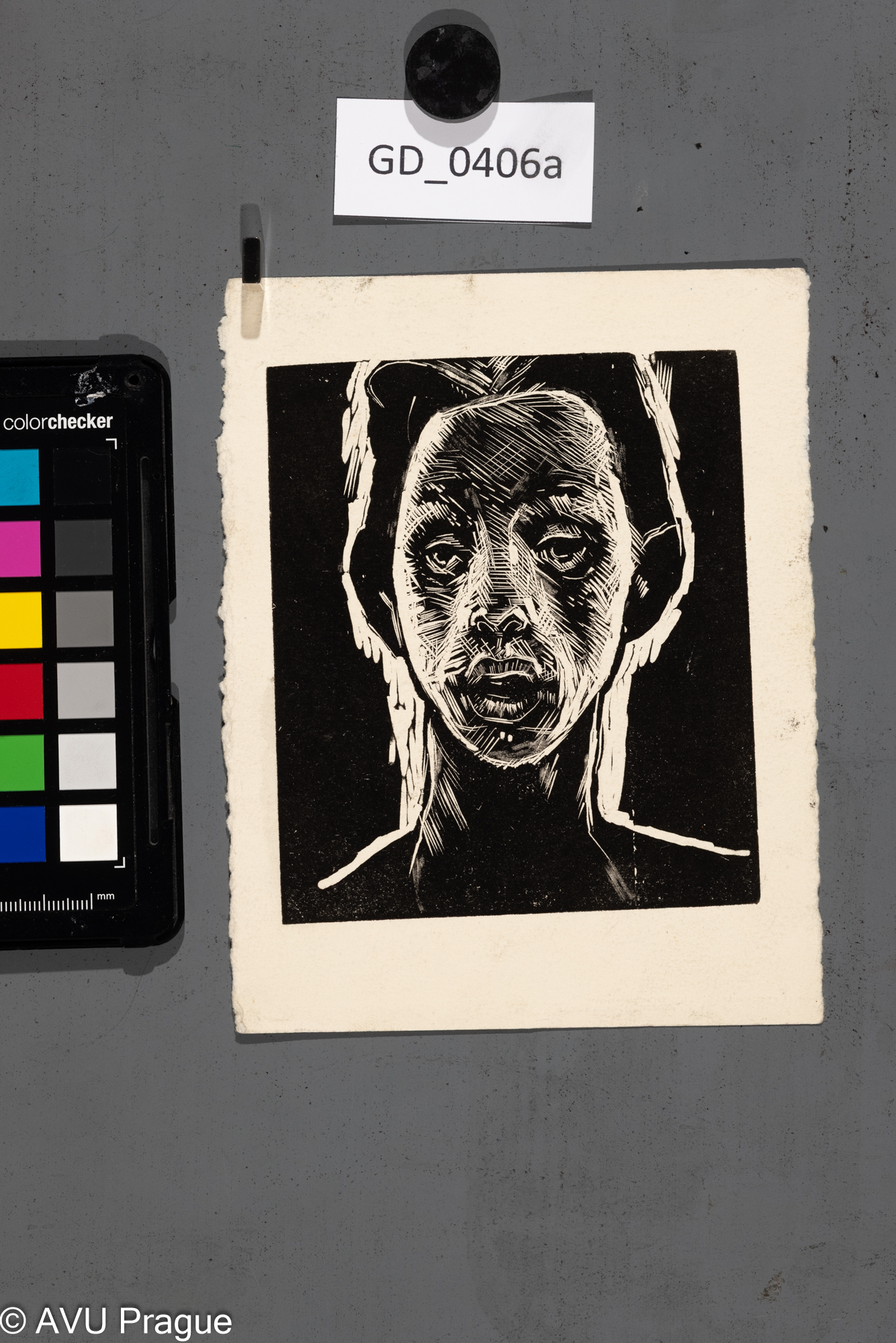 Neurčen, Hlava, Dřevoryt , 11,8 x 10, 16 x 12,5, Silovský ?