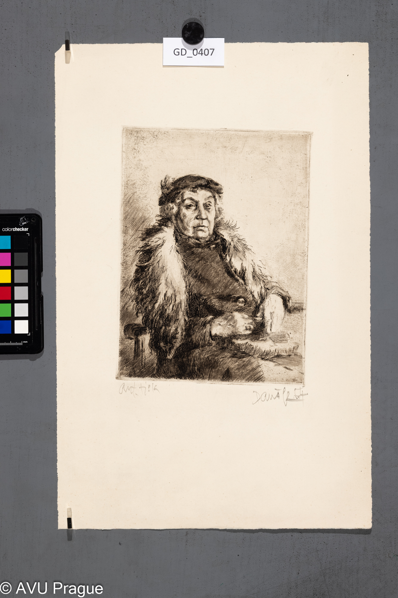 Neurčen, Sedící modelka, 1954,Lept, 22,8 x 17, 43,4 x 28,Silovský ?