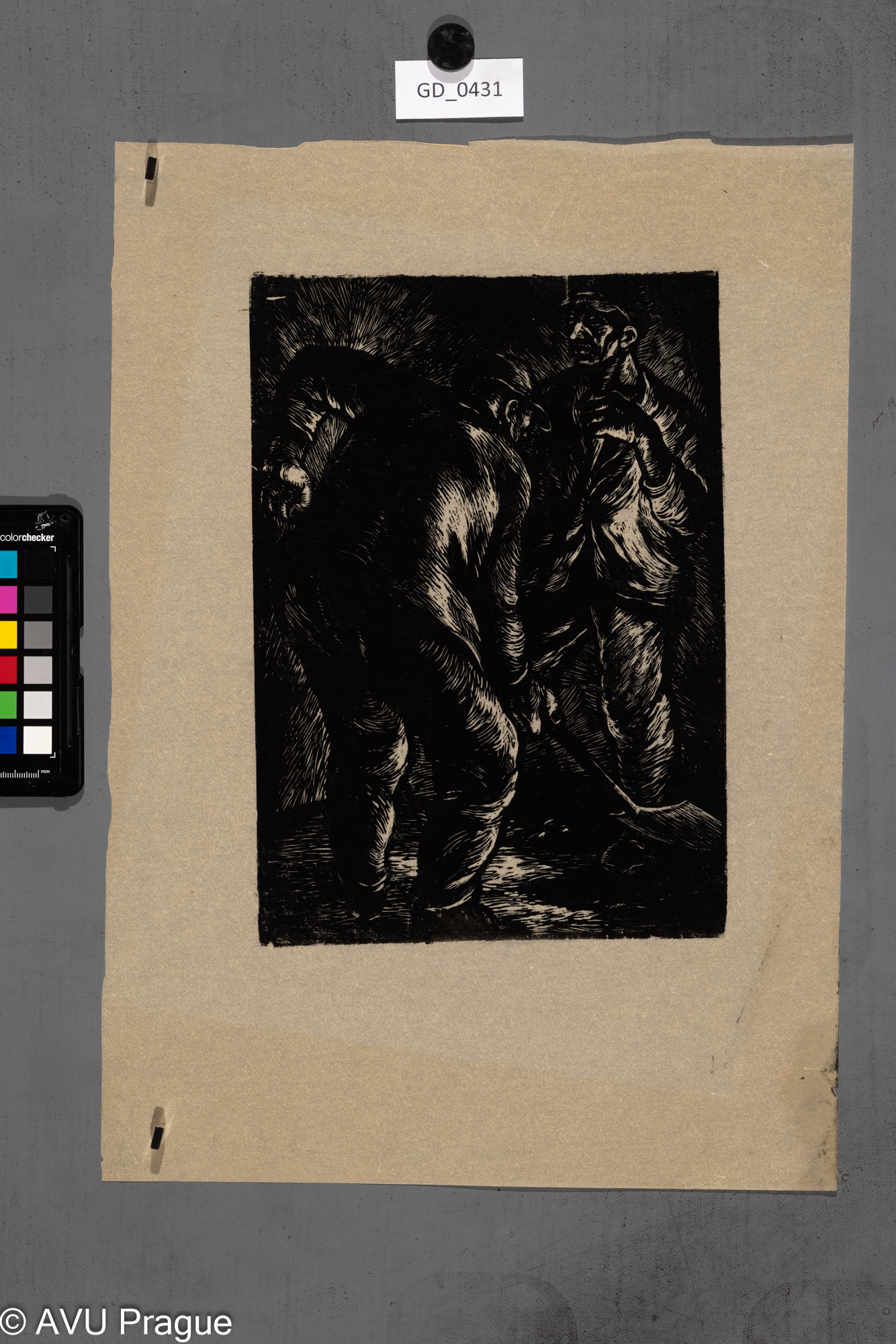 Neurčen, Dělníci - kopáči,Dřevoryt, 29 x 20, 44,8 x 31,5