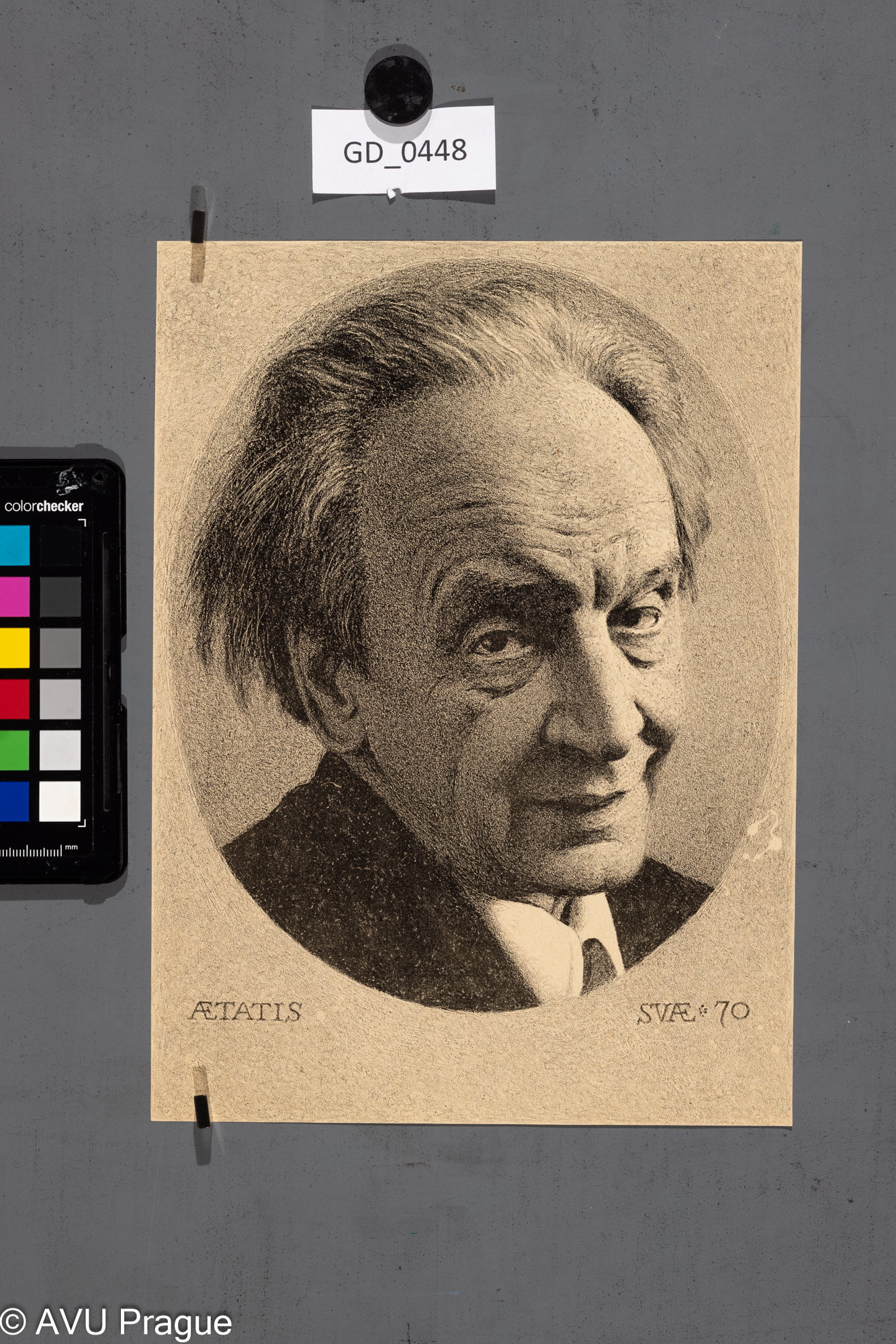 Vratislav Nechleba, Autoportrét, 1955?; Litografie - podtisk, 26 x 19,; Aetatis svae 70

Vratislav Nechleba