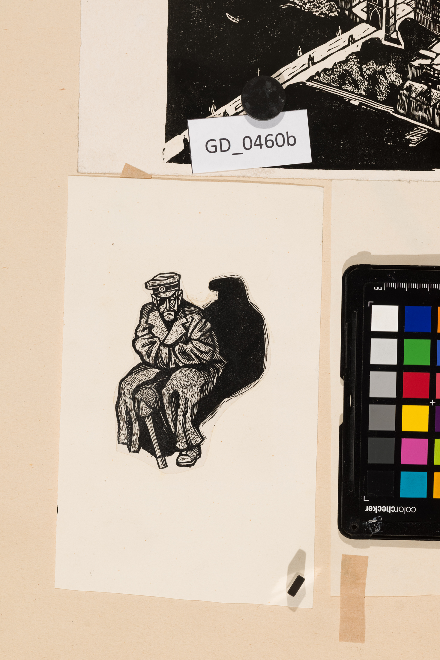 Zdeněk Mézl, Sedicí voják, 1960,Dřevory, 9 x 7, 19 x 11,6Silovský