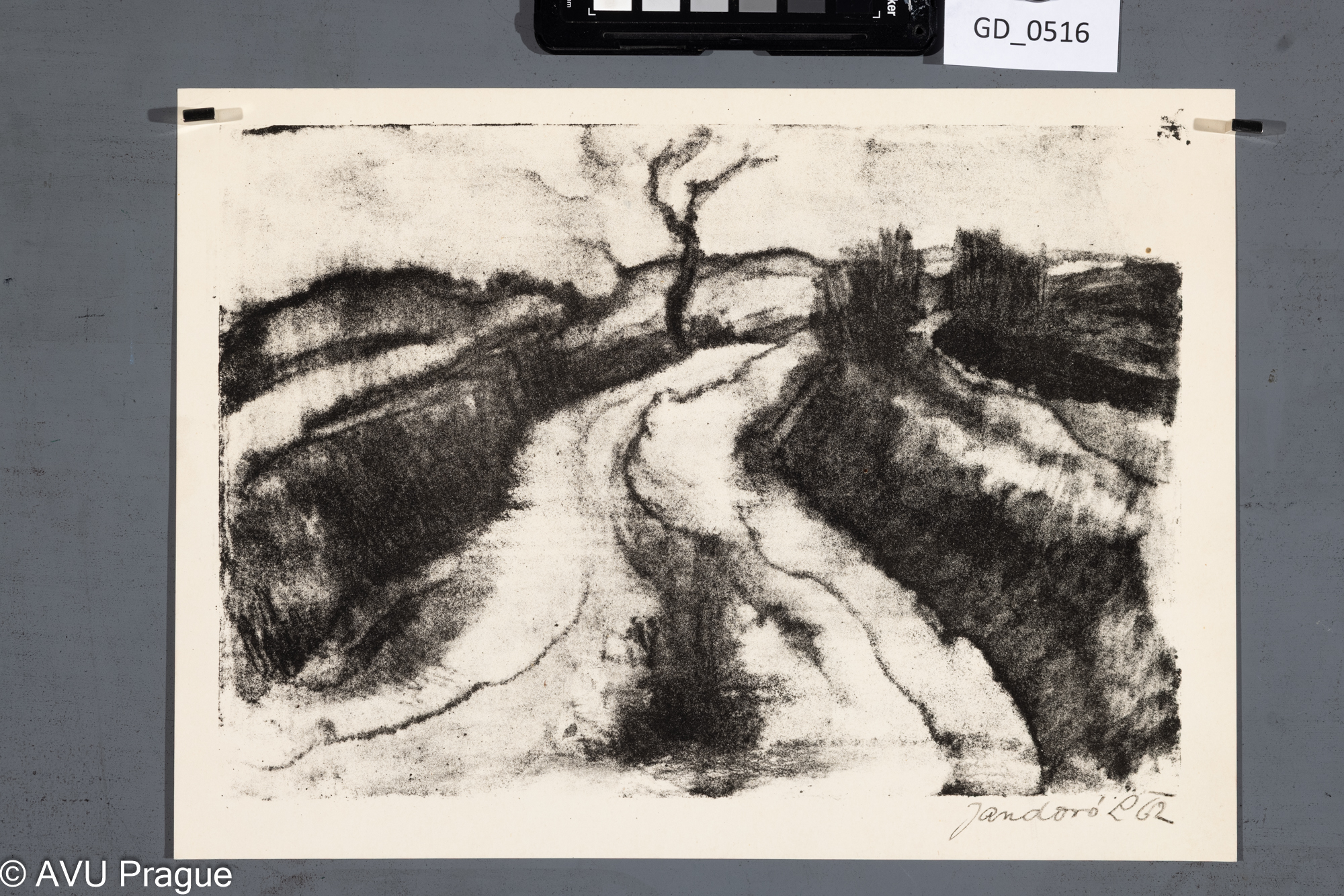 Ludmila Jandová, Krajina, 1962,Litografie, 21 x 30 , 24,2 x 30,2,Tittelbach