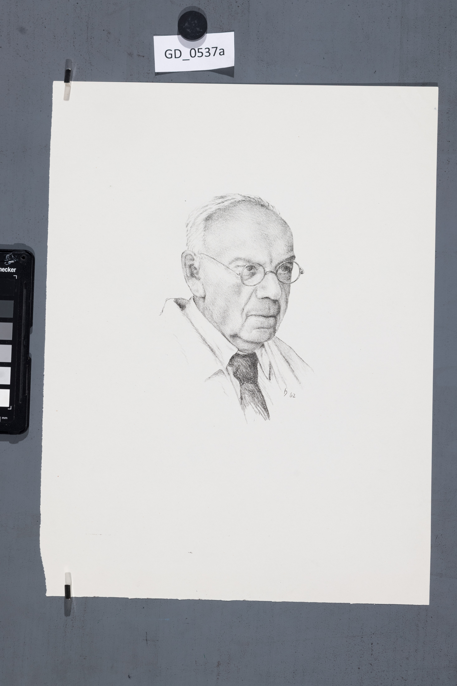 O. Hněvkovský, Hlava muže s brýlemi, 1962, Litografie, 15,7 x 9,5, 35 x 26,4