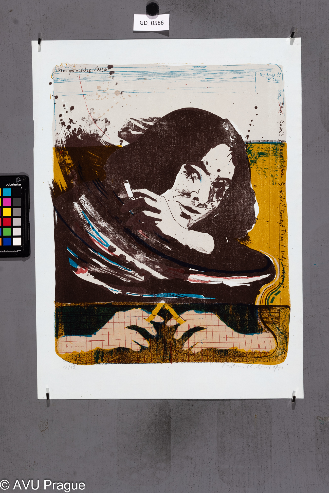 Milan Kohout, figura s cigaretou,1970, Litografie -4barvy, 46,4 x 35,8, 54,7 x 40,4, Čepelák