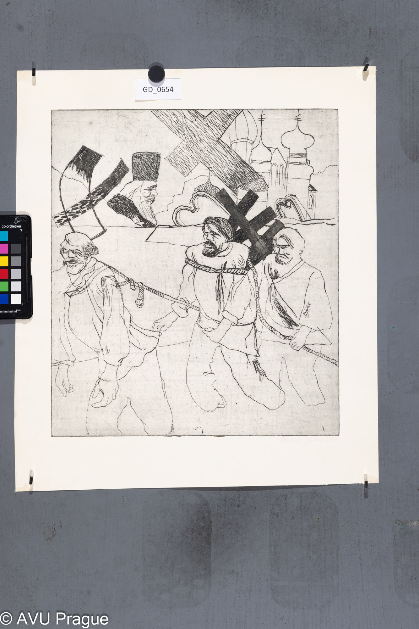 Bohdan Jelínek, VŘSR - cyklus I.,1974,Lept , 39 x 34,8, 50 x 43,7, Čepelák