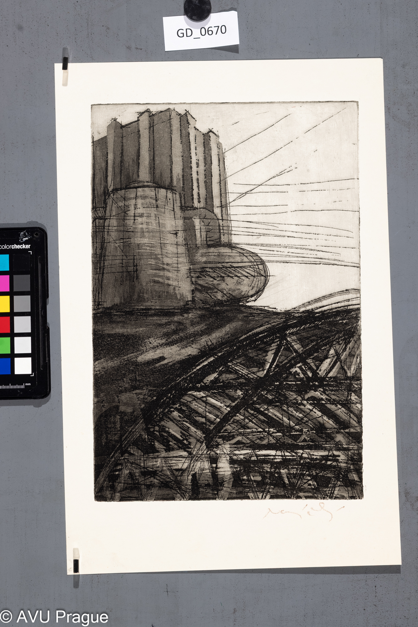 Zuzana Nováčková, Továrna II.,Lept / akvatinta, 29 x 19,5, 37 x 24,2 , Čepelák