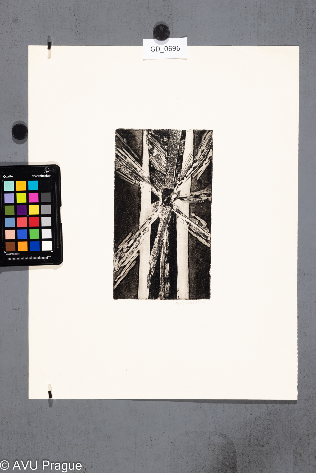 Zuzana Nováčková, Abstrakce,1970, Lept / rezerváž / akvatinta,21,2 x 12,1, 44 x 35,5, Čepelák