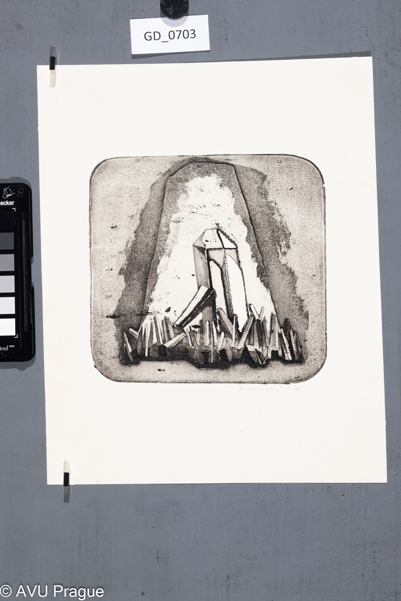 Zuzana Nováčková, Krystaly,1970, Lept / akvatinta - prolept,15,8 x 16, 29,8 x 23,8, Čepelák