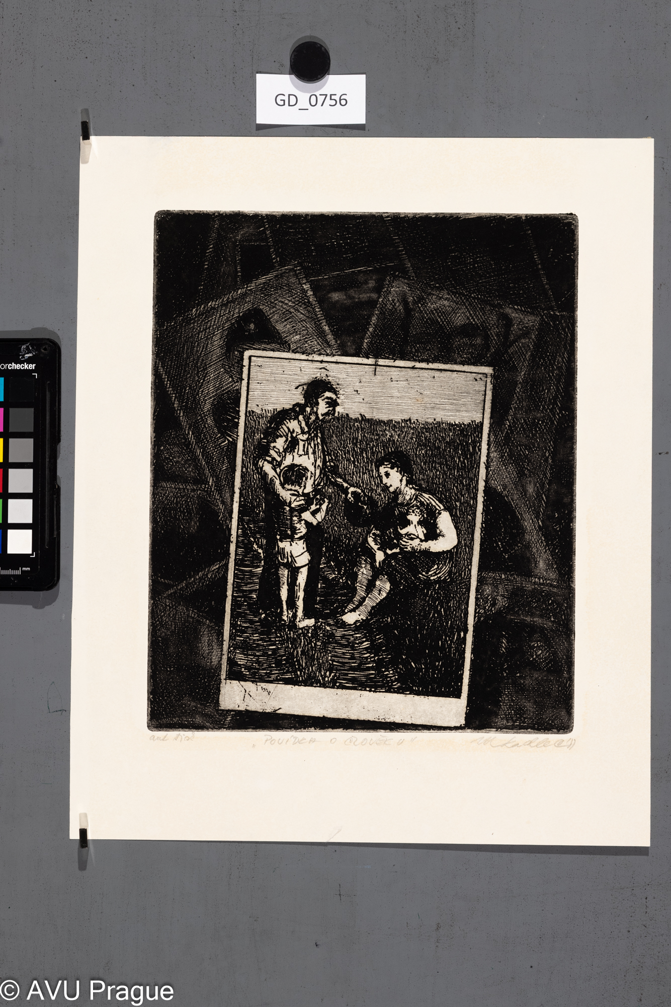 Martin Kadlec, Povídka o člověku,70. léta, Lept, 25,8 x 21, 35,1 x 28,7, Čepelák