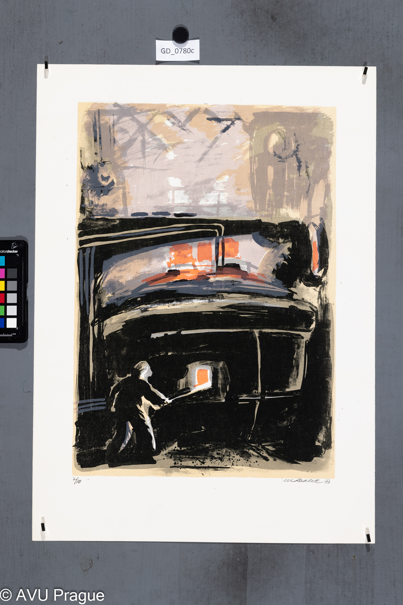 Martin KadlecTavič u pece (Hutě)1977Litografie, tři barvy, podtisk45 x 31,958,1 x 45Čepelák