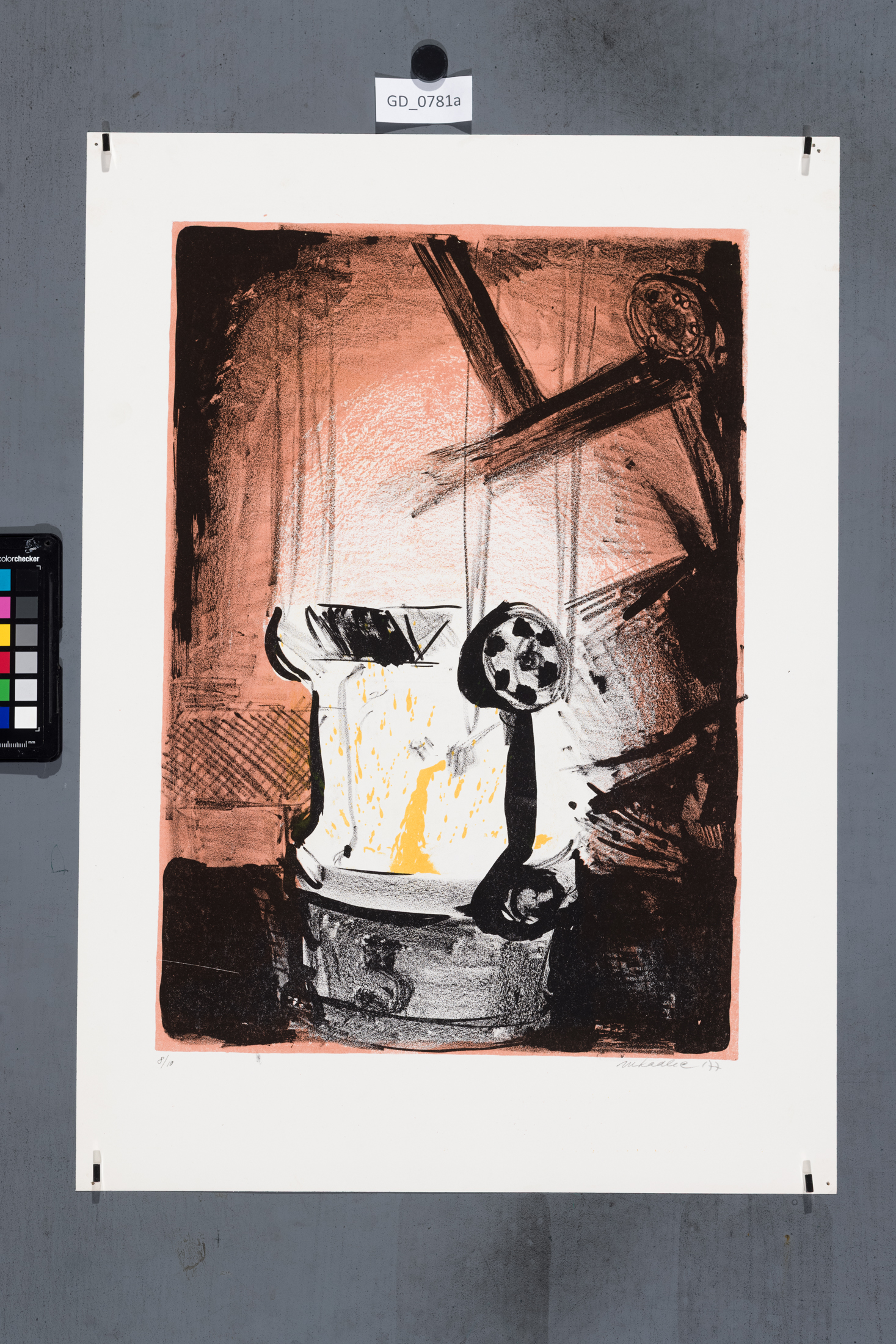 Martin KadlecJeřáb zvedá pánev (Hutě)1977Litografie, tři barvy, podtisk45,6 x 31,958 x 41,4Čepelák