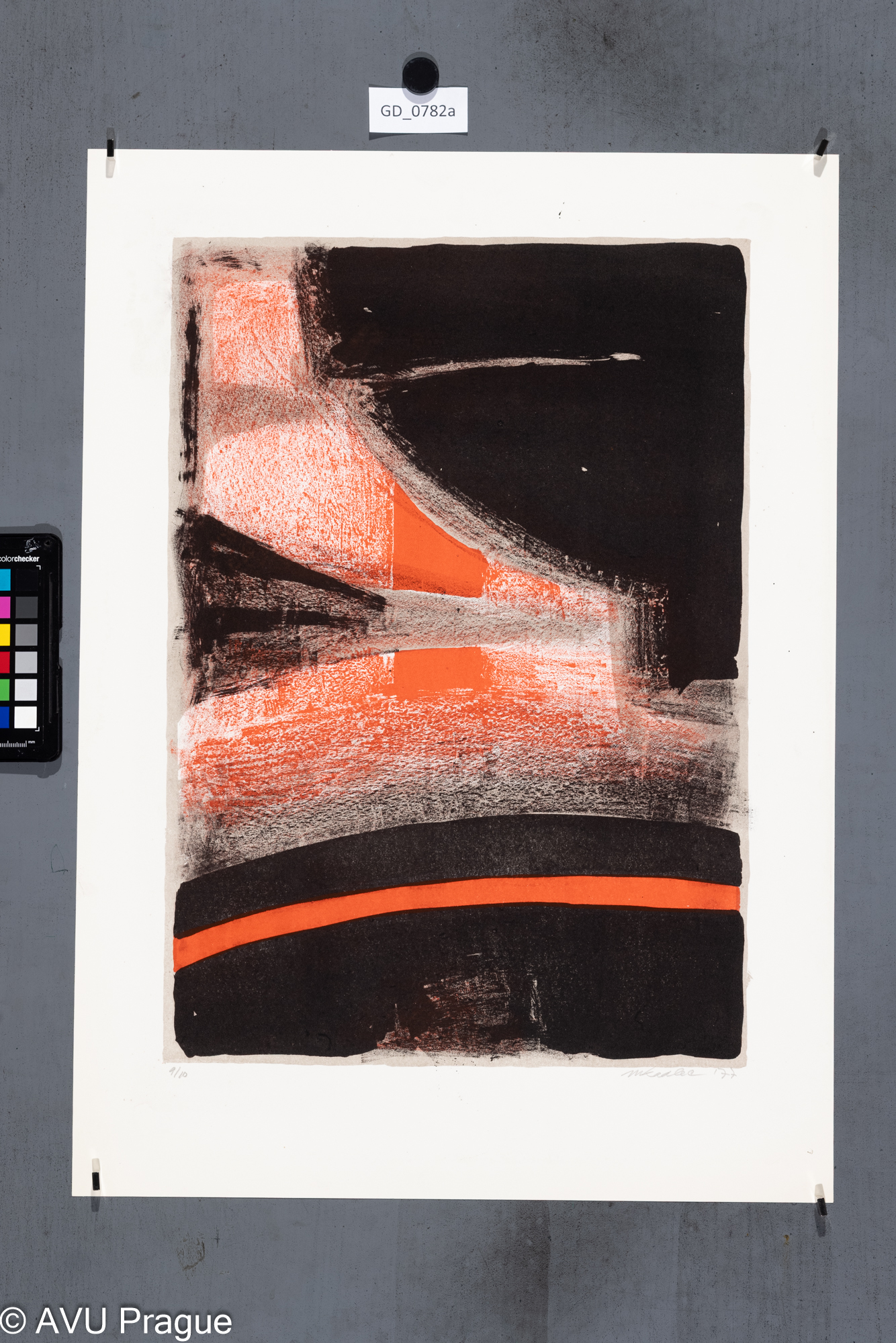 Martin KadlecPánev nad kokilou (Hutě)1977Litografie, dvě barvy, podtisk45,3 x 3257,4 x 41,5Čepelák