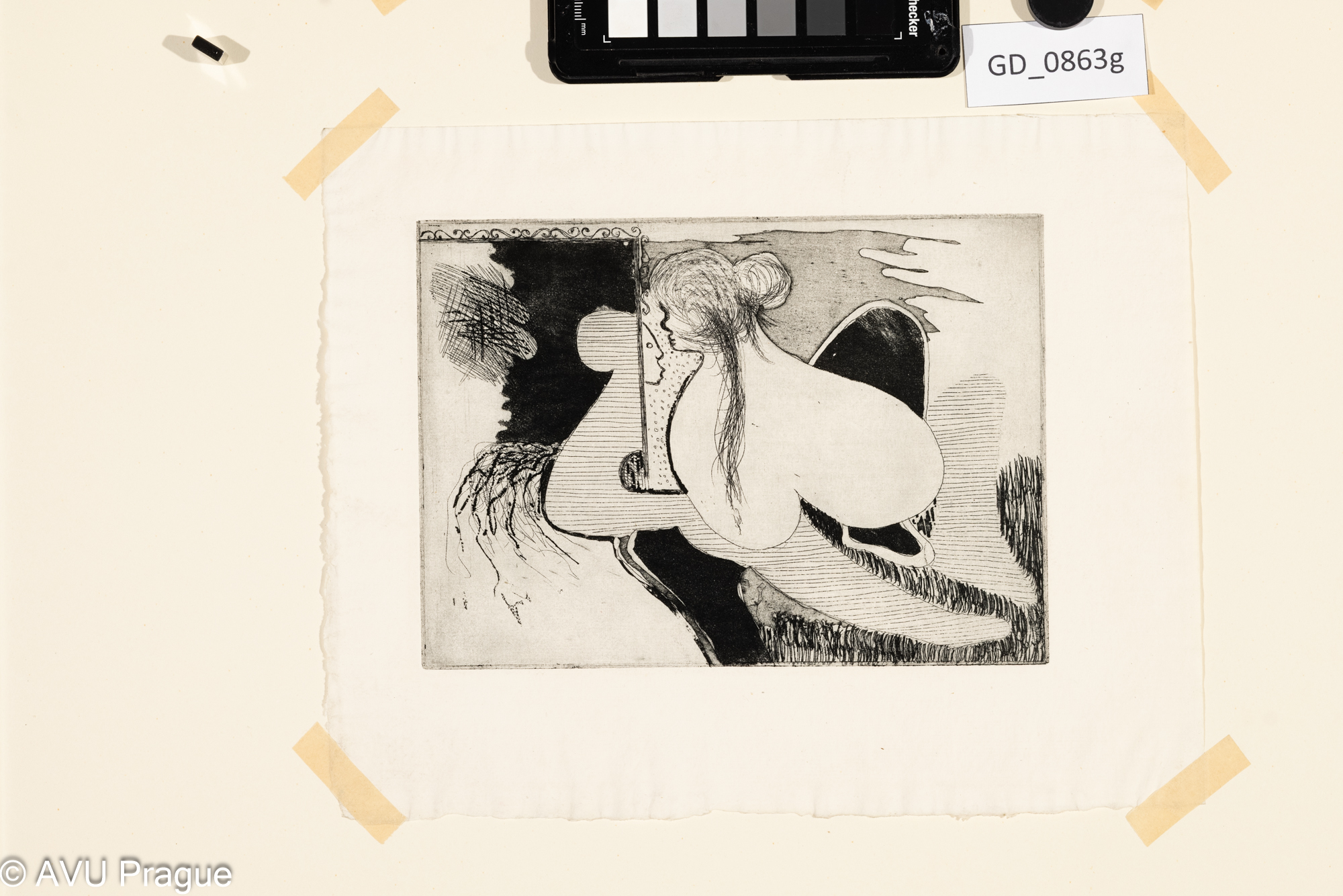 Neurčeno (Moravec ?)Vladimír Páral - Milenci a vrazi - ilustrace,Lept / akvatinta, 13,6 x 19, 21,2 x 26,4,