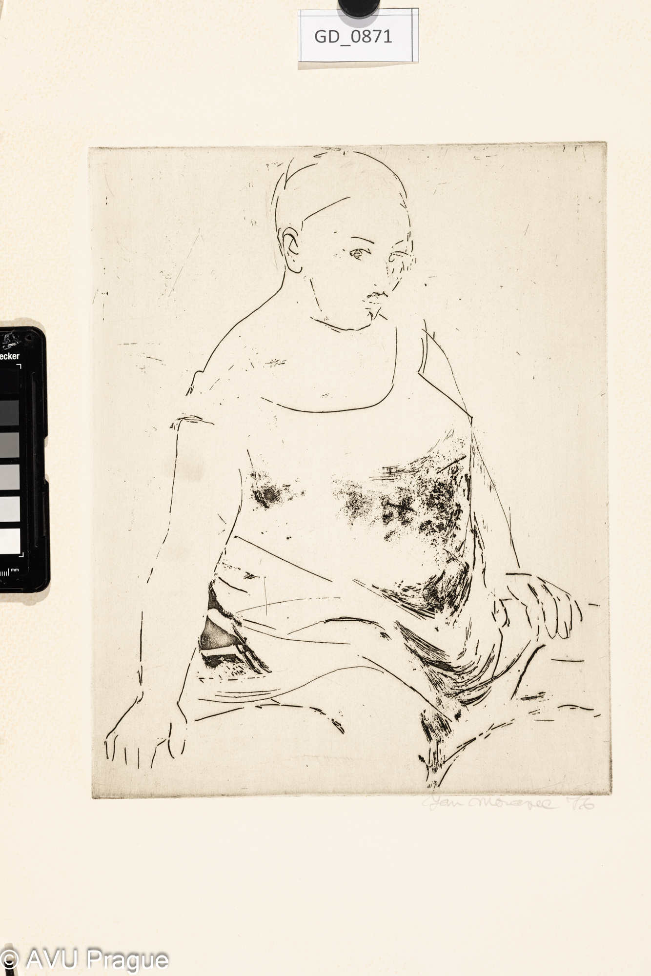 Jan Moravec, Žena, 1976, Lept / akvatinta, 31 x 24,5, 49,7 x 38,1,Čepelák