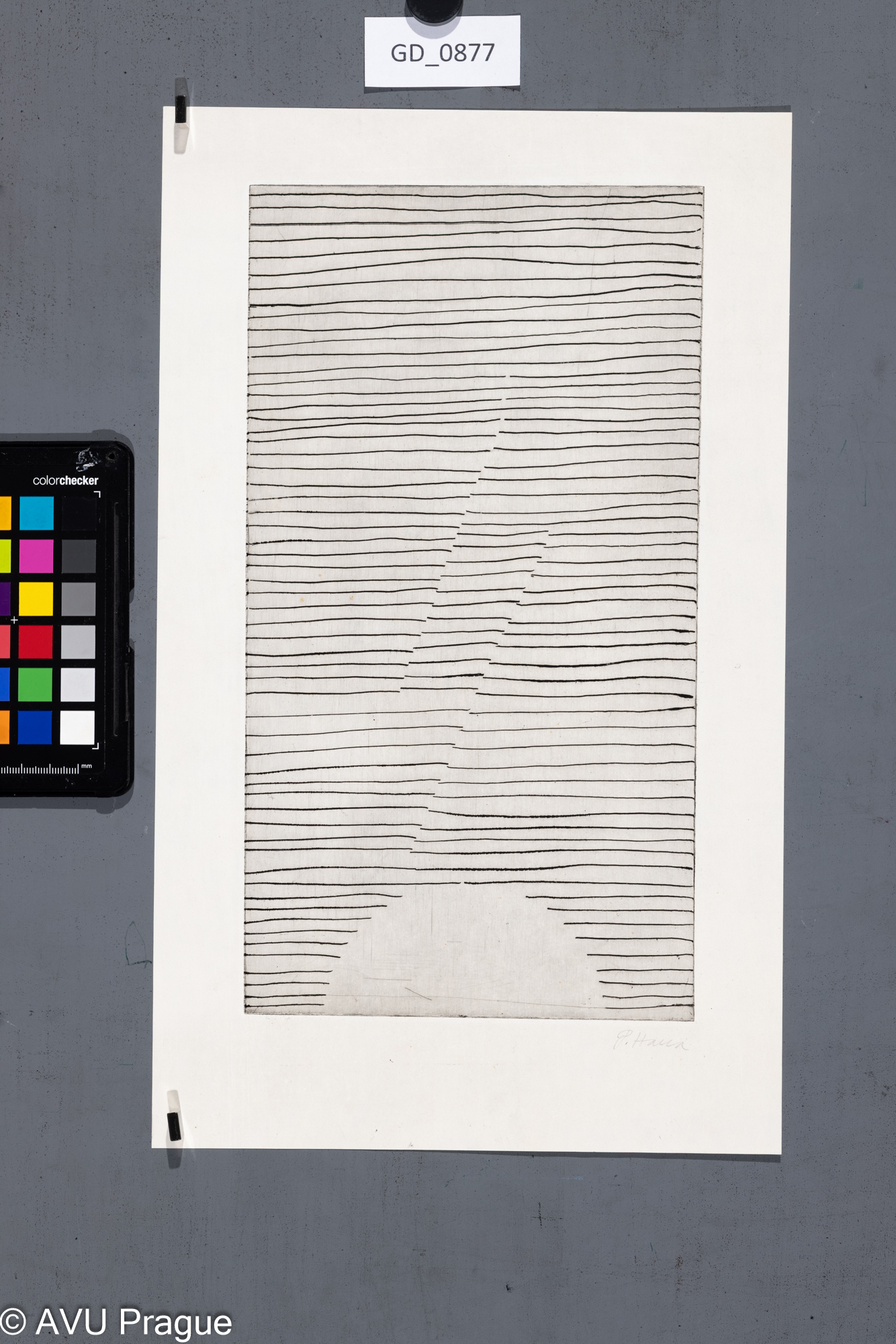 Petr Hana, Abstraktní kompozice,Lept, 29,2 x 15,8, 36,5 x 22,1,Souček