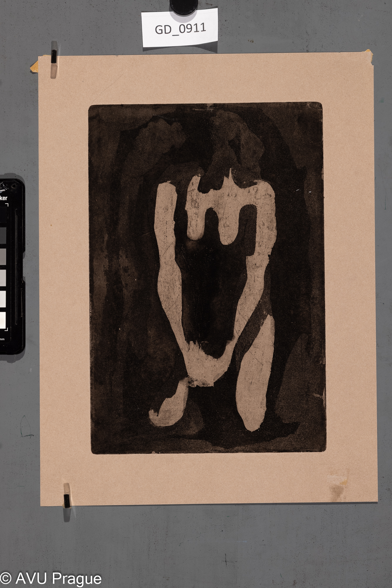 Pokorný ? , Figura ženy,Akvatinta, 24,8 x 16,3, 31,9 x 24