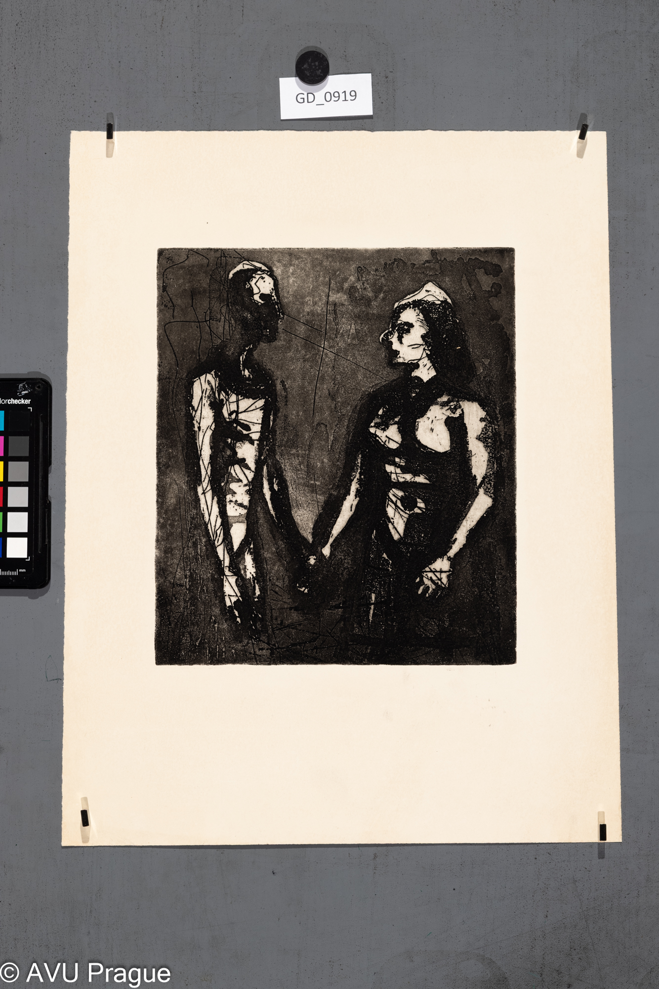 nezjištěno, Dvojice, Lept / Rezerváž, 24,8 x 21,3, 42 x 32,8